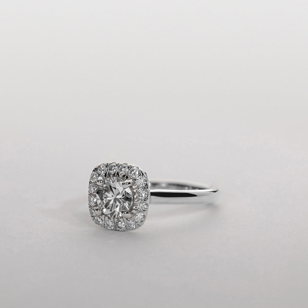 Clara Cushion Halo Ring – 1.25 ct lab-grown diamonds 14K gold -Medium- (New)