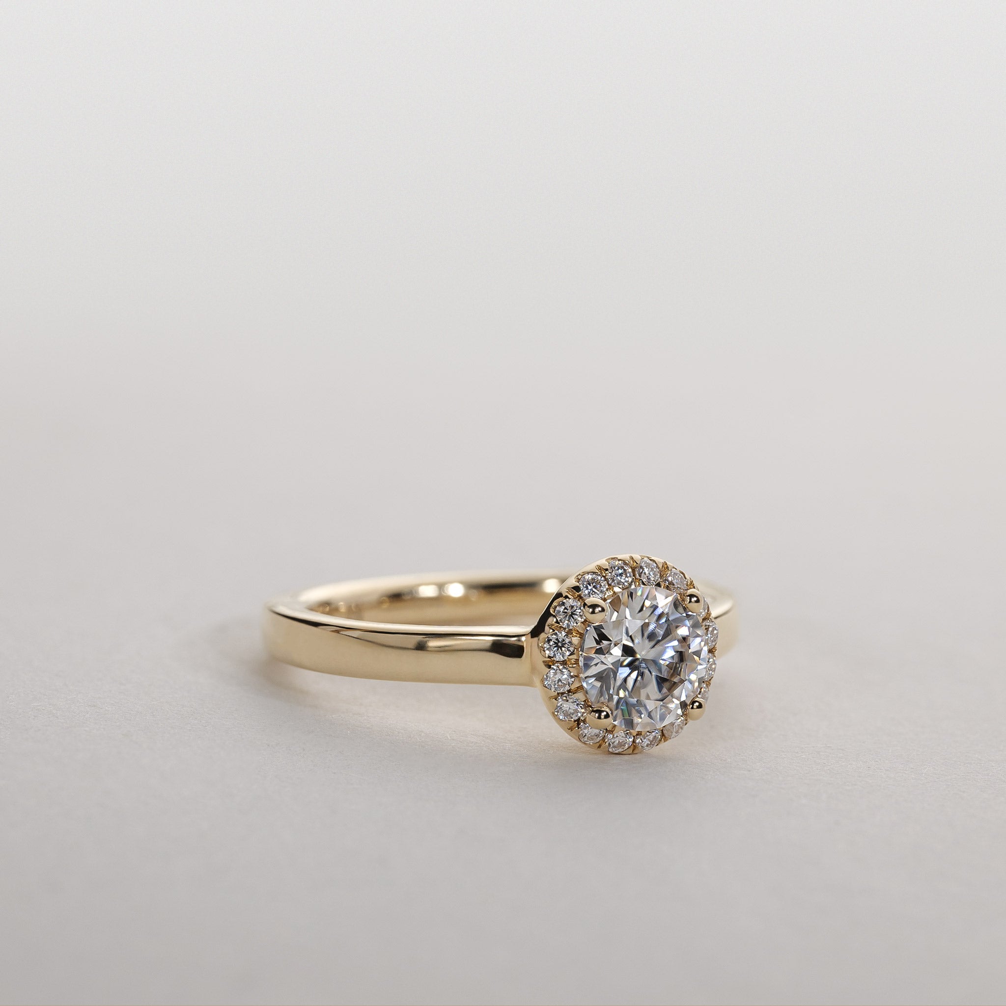 0.75ct Lab Grown Diamond halo ring 14k gold Clara