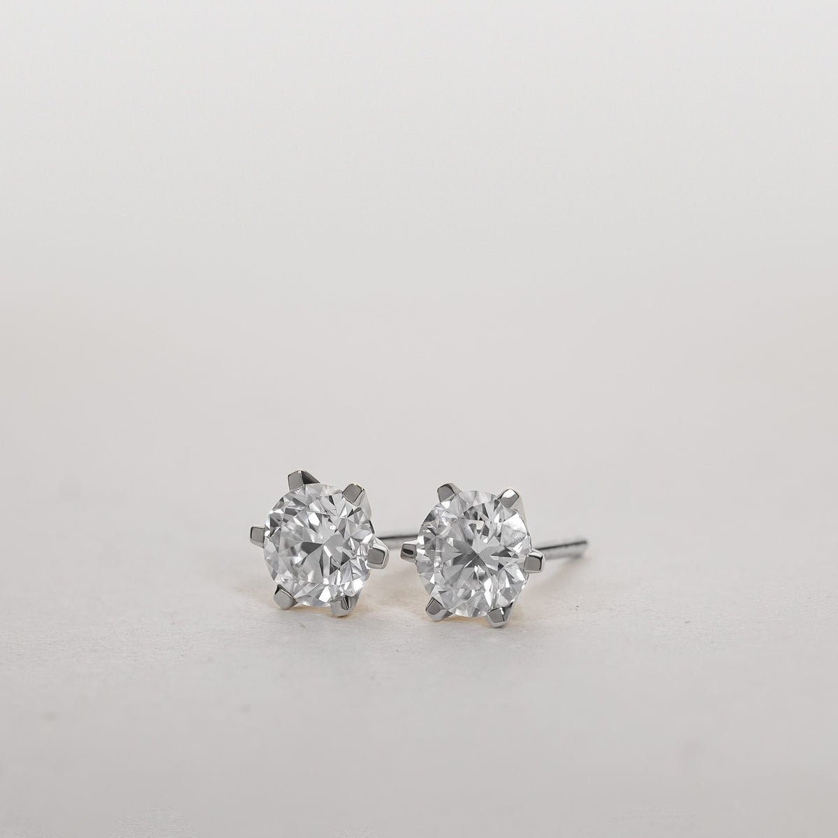 Amber Six-Prong Lab-Grown Diamond Solitaire Studs in 14K Gold