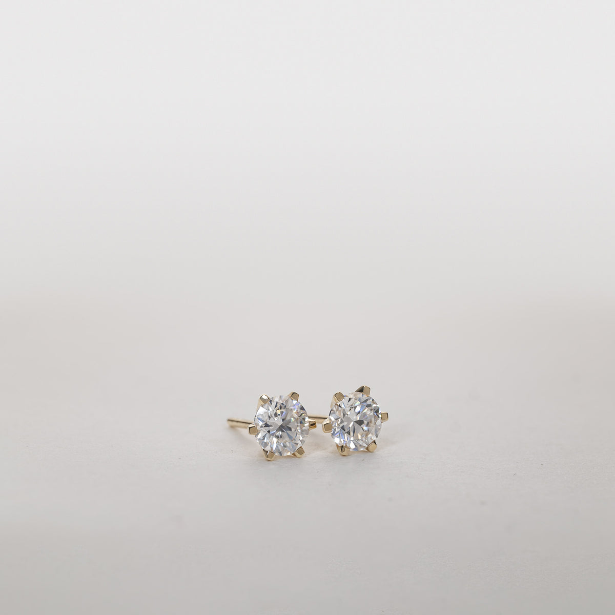 Amber Six-Prong Lab-Grown Diamond Solitaire Studs in 14K Gold