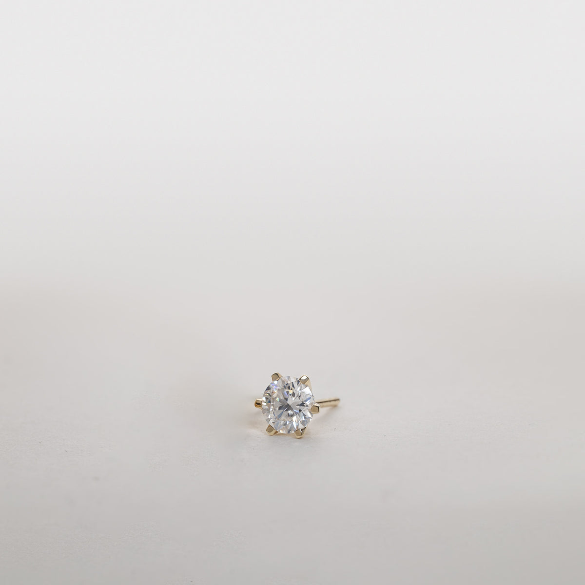 Amber Six-Prong Lab-Grown Diamond Solitaire Studs in 14K Gold