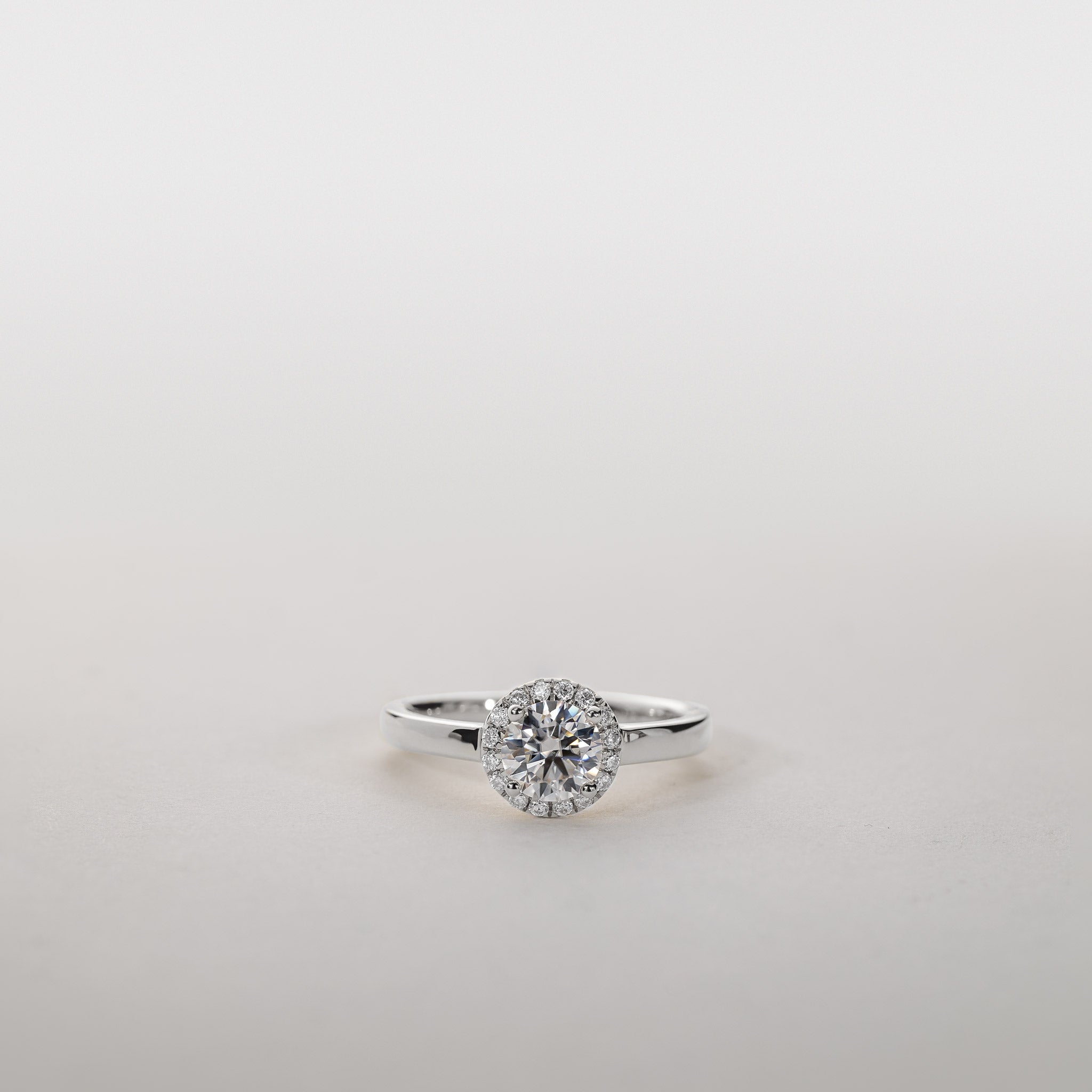 0.75ct Moissanite halo ring silver Clara