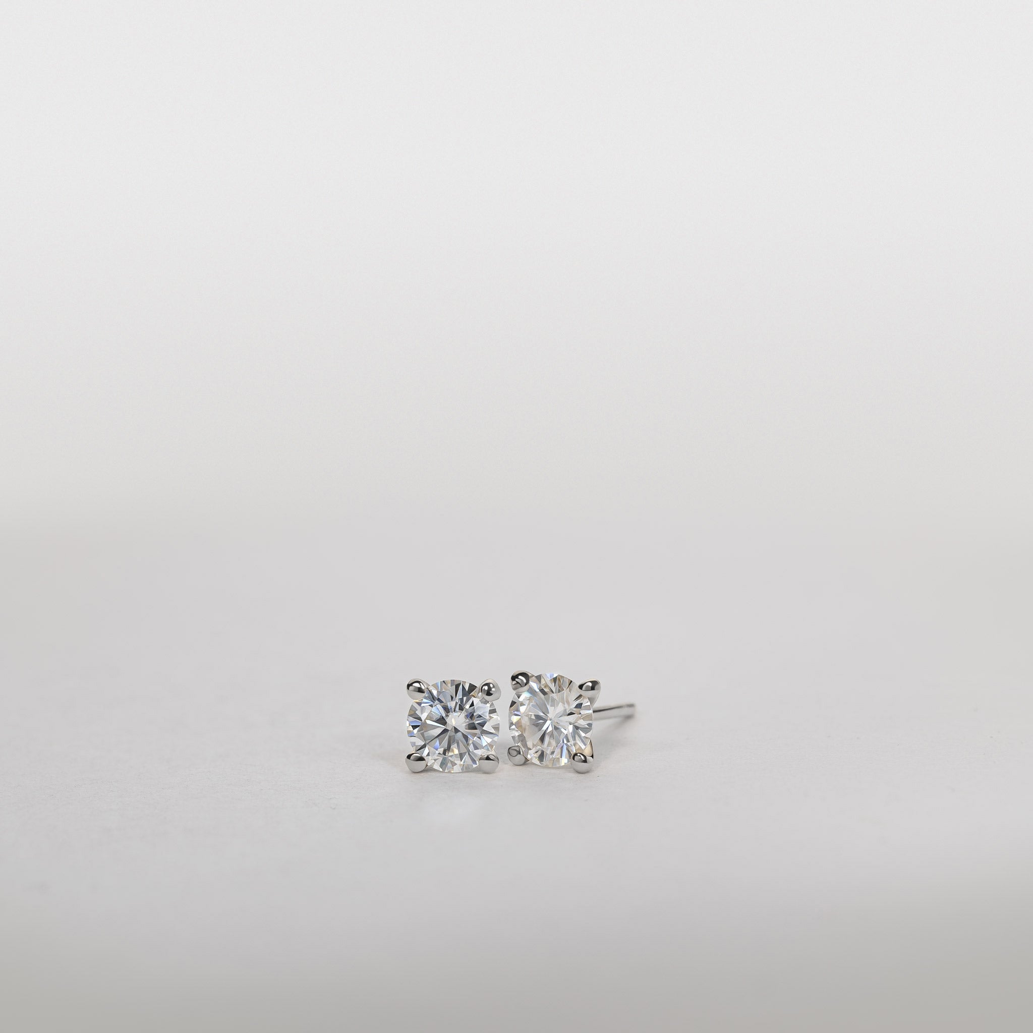 0.75ct Moissanite prong solitaire stud earrings silver Jocelyn