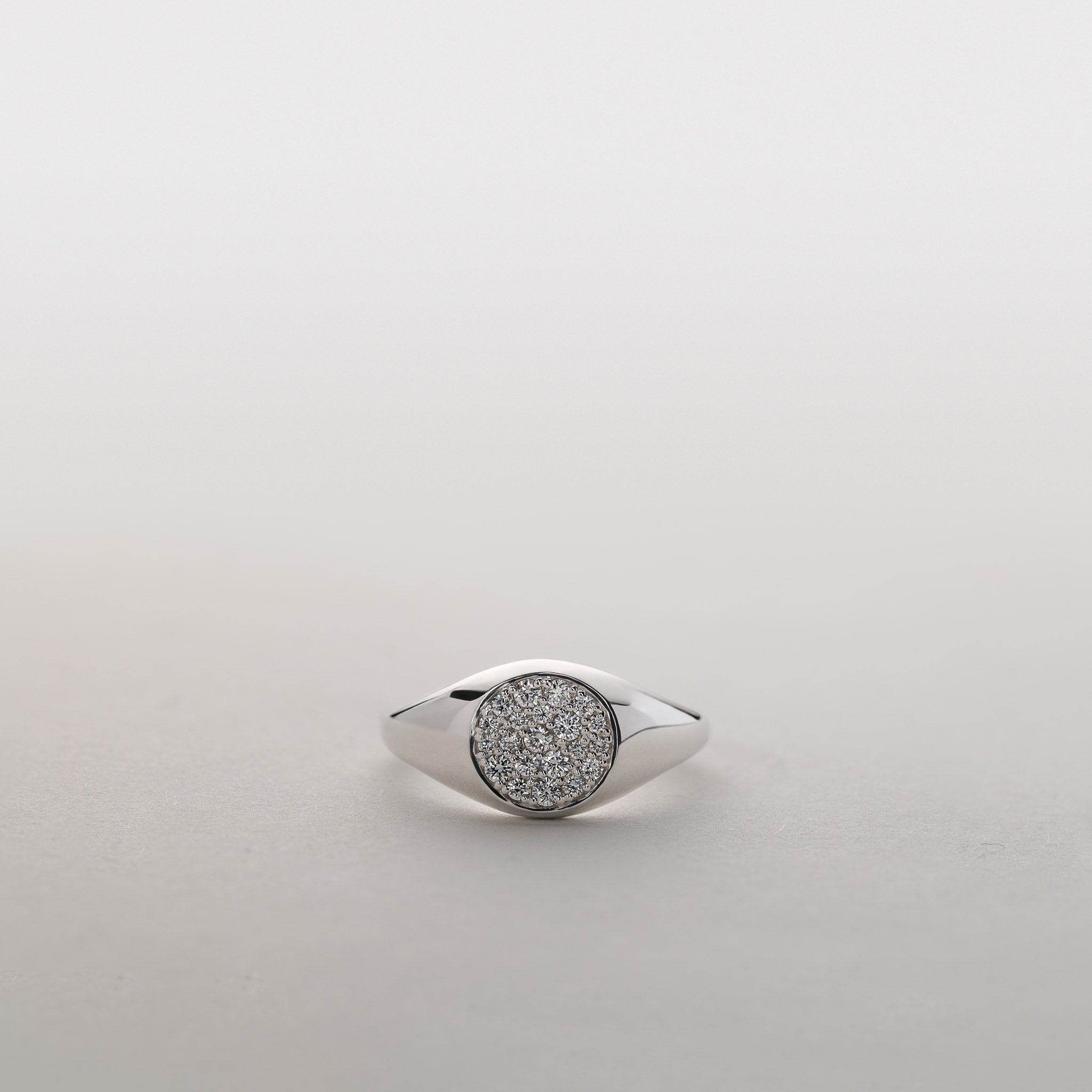 0.25ct Lab Grown Diamond Micro Pavé Signet ring Initial "M" 14K Gold Alvia