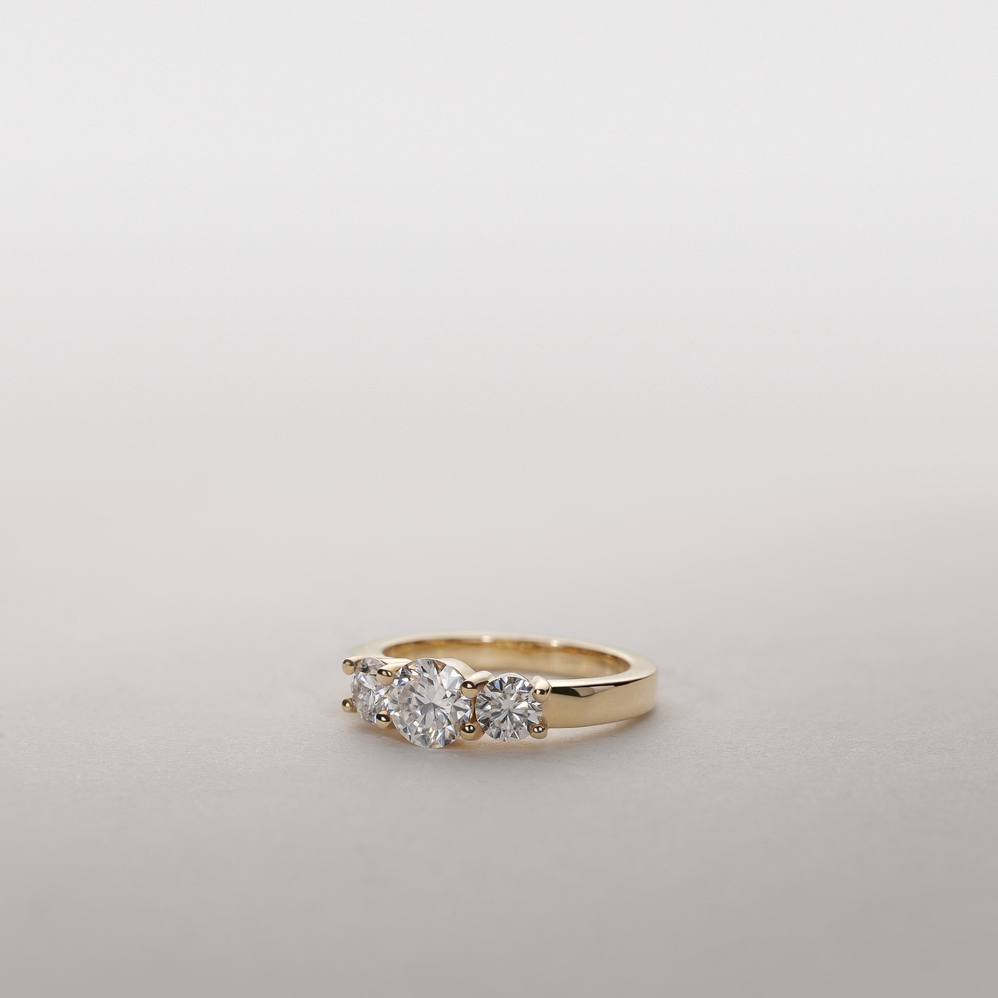 1.25ct Lab Grown Diamond Three Stone Ring 14K Gold Jocelyn