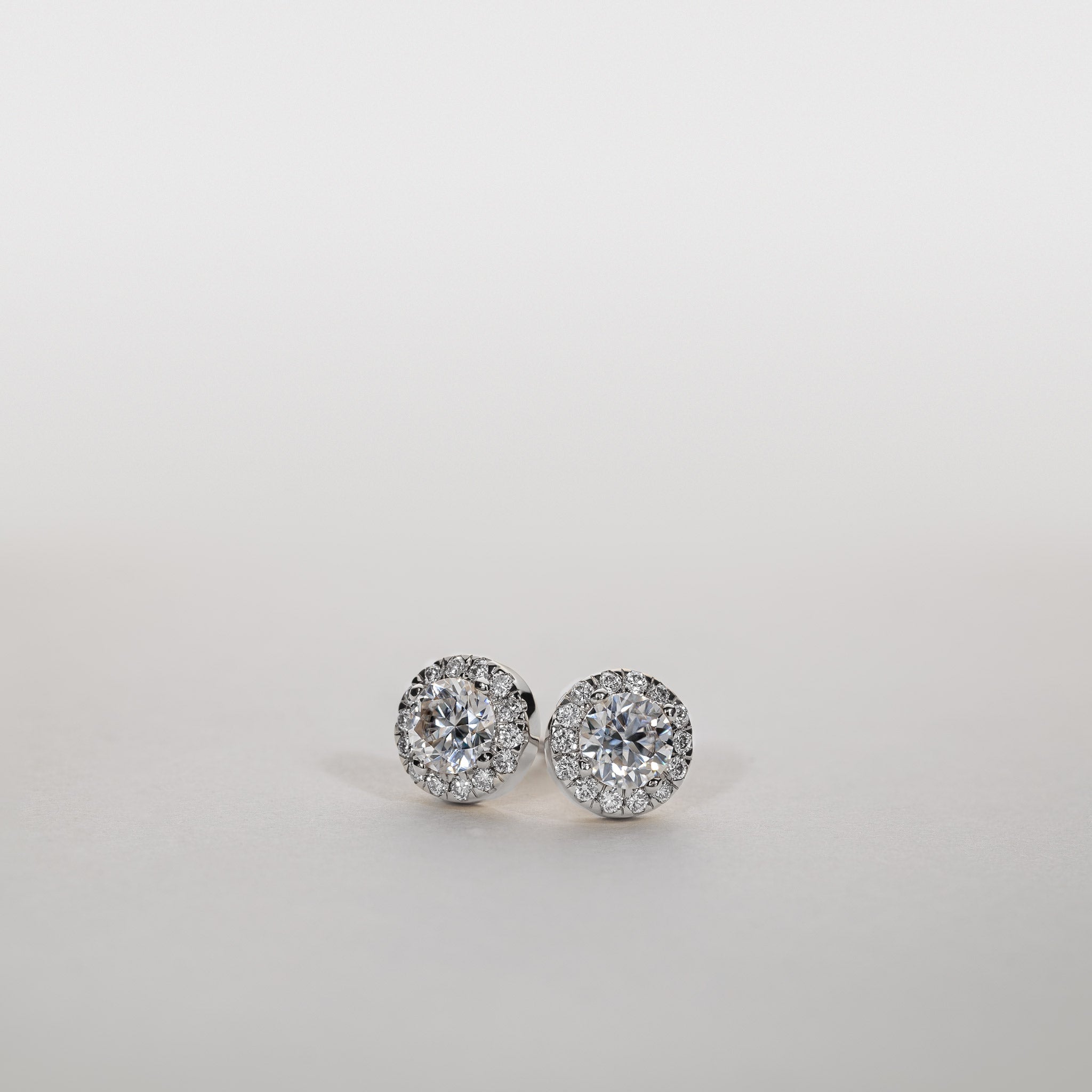 1.50ct Moissanite halo stud earrings pavé diamonds silver clara