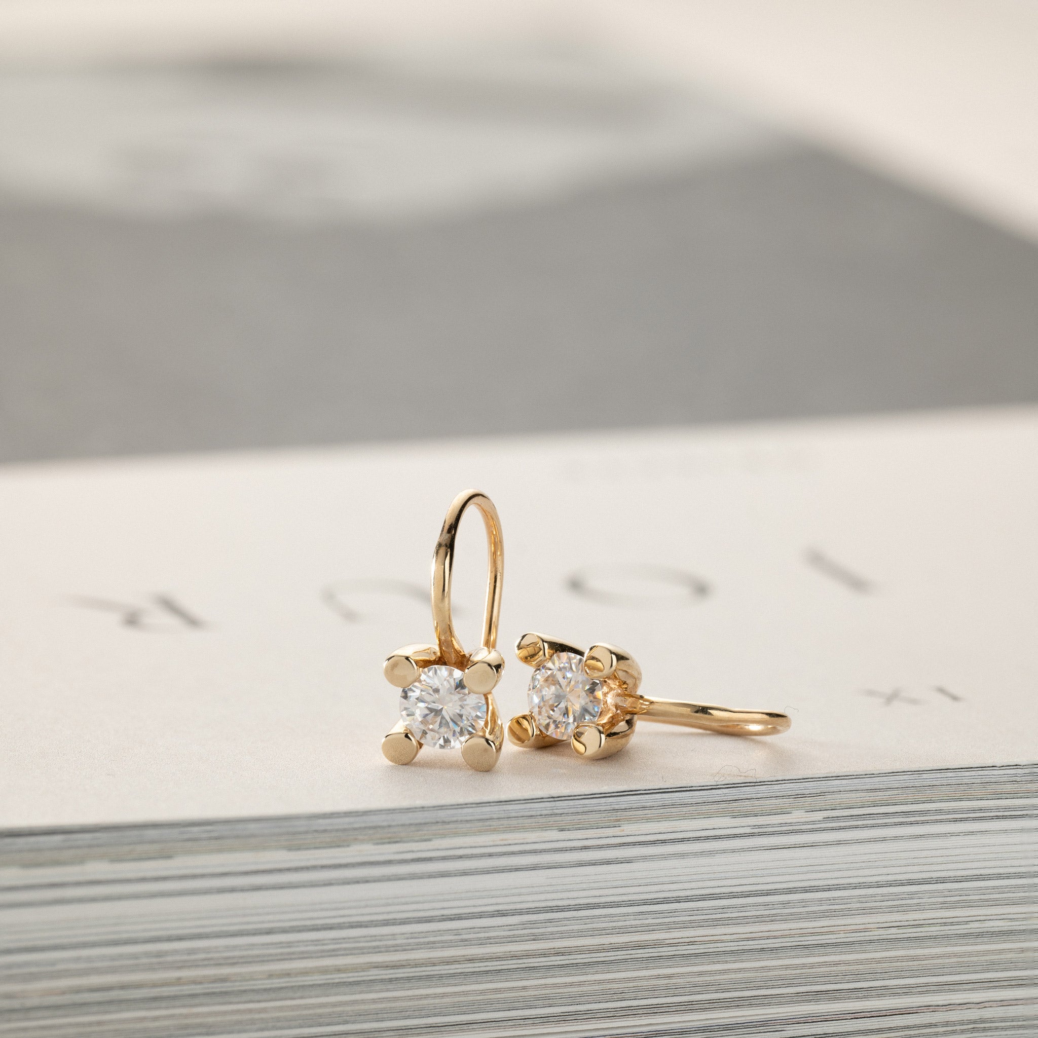 10K Yellow Gold solitaire earrings 1.0ctw moissanite Miriam