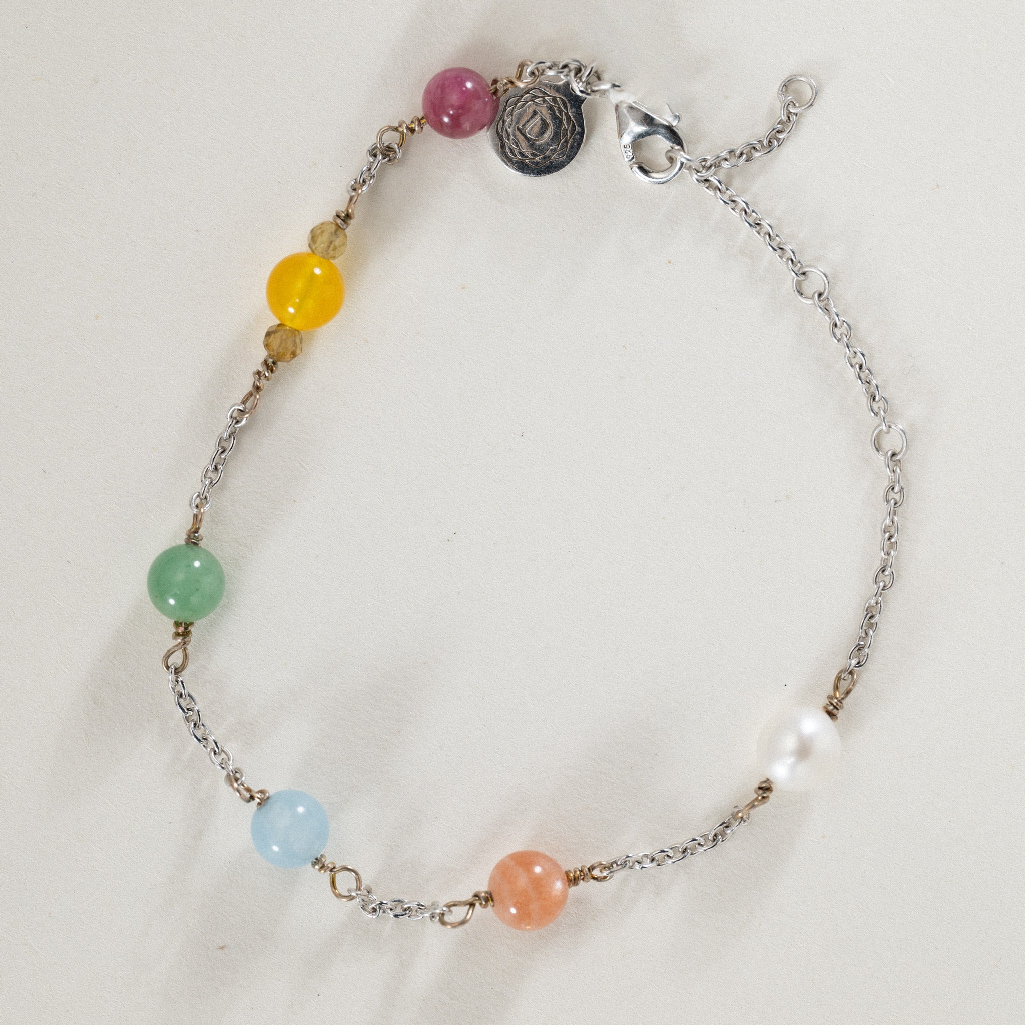 No. 15 - Semi-precious multi color stone bracelet in Rhodium silver