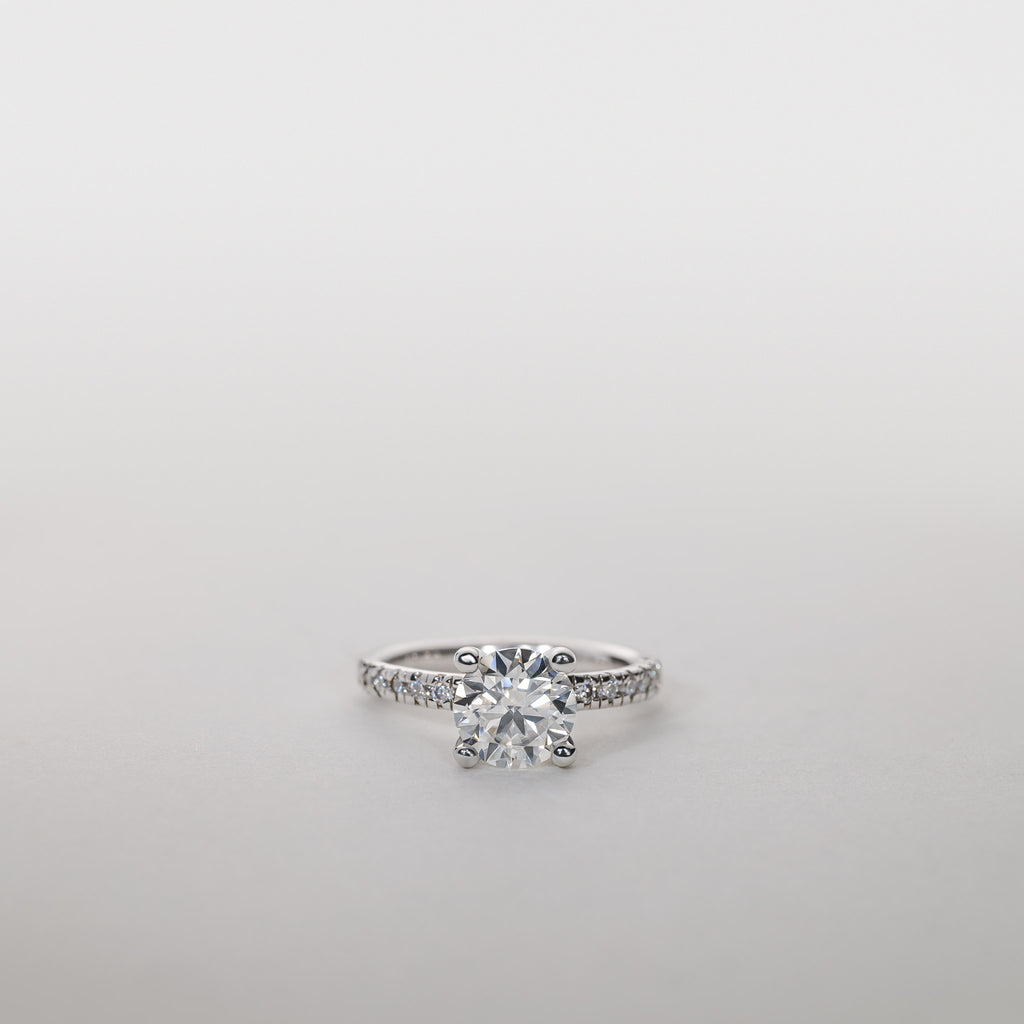 Clara Pavé Four-Prong Solitaire Ring – 1.85 ct Lab-Grown Diamonds Gold