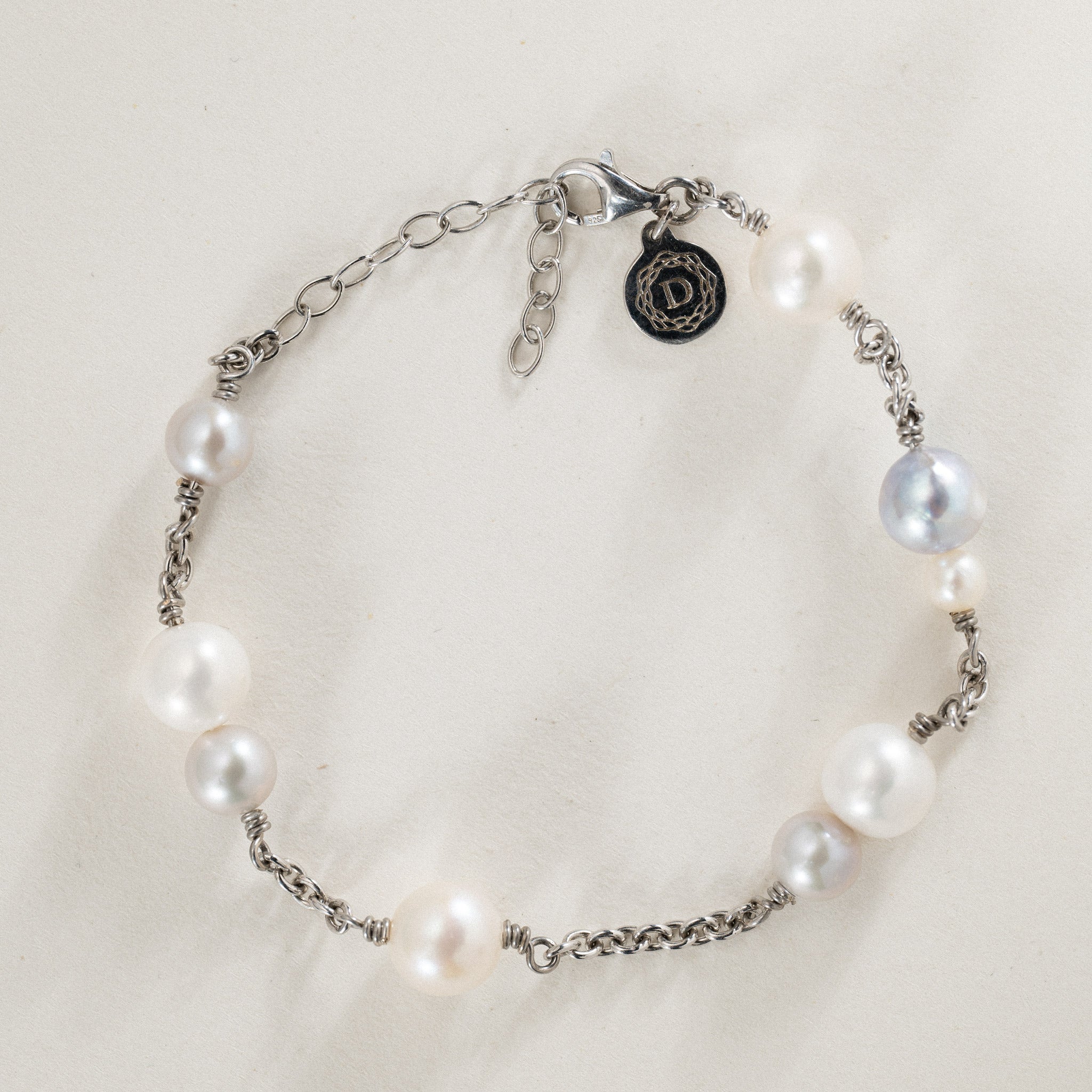 No. 27 - Freshwater pearl bracelet in rhodium silver