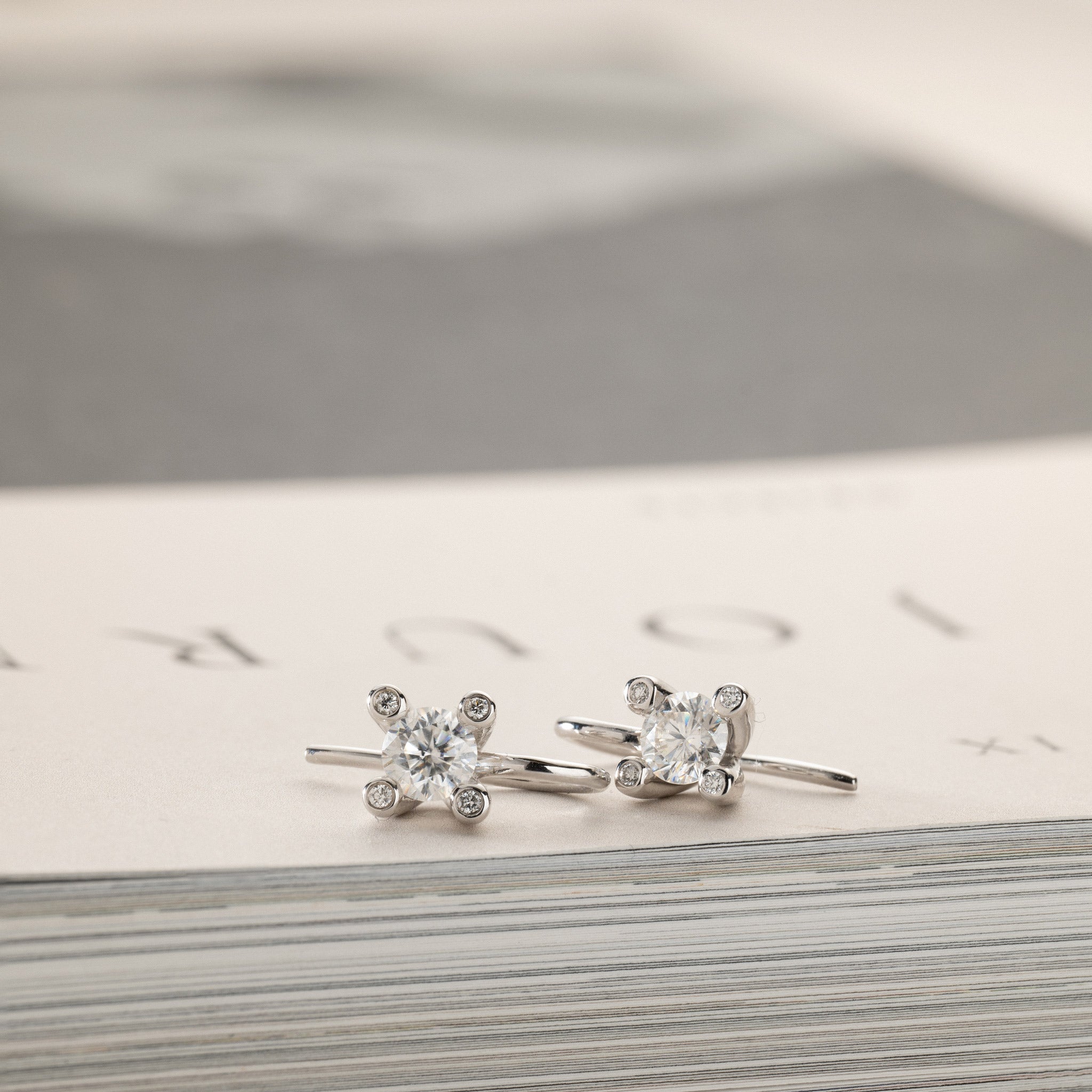 2x0.50ct Moissanite solitaire earrings silver diamonds in crown Miriam