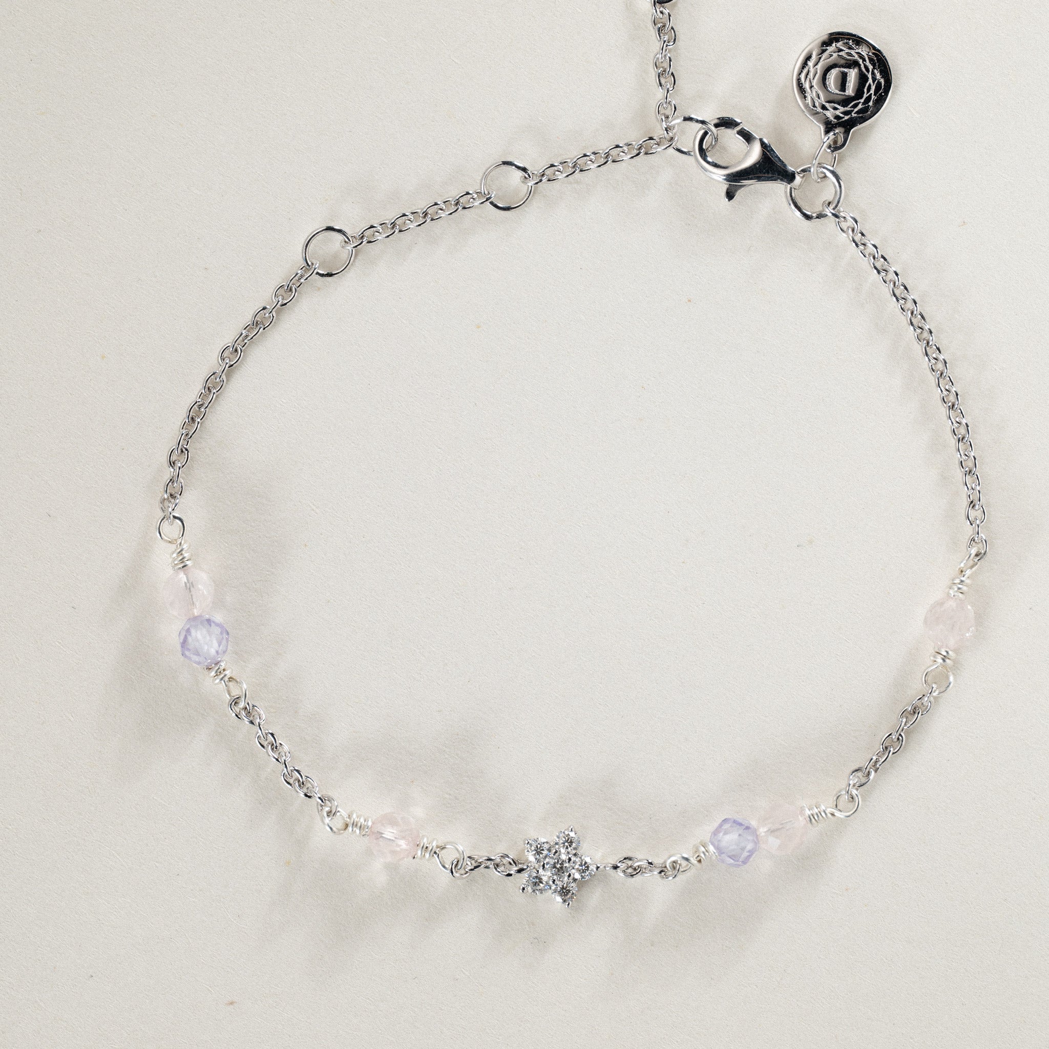 No. 03 - 0.12ct Grown Diamond Star bracelet in silver w. semi-precious stone