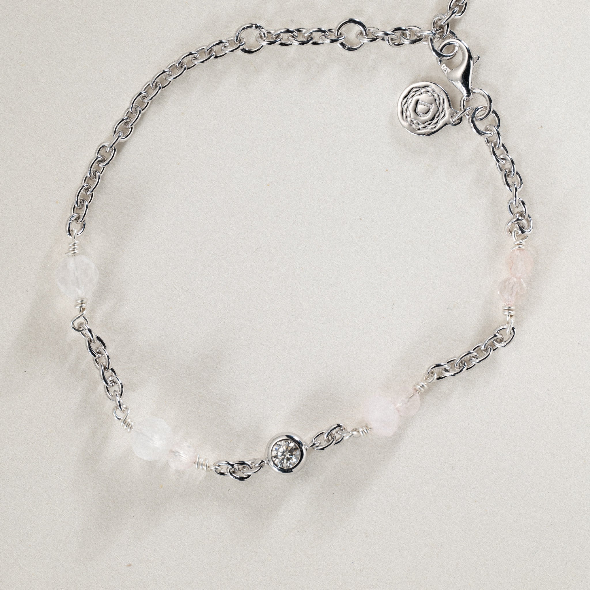 No. 05 - 0.25ct moissanite bead in silver w. semi-precious stone