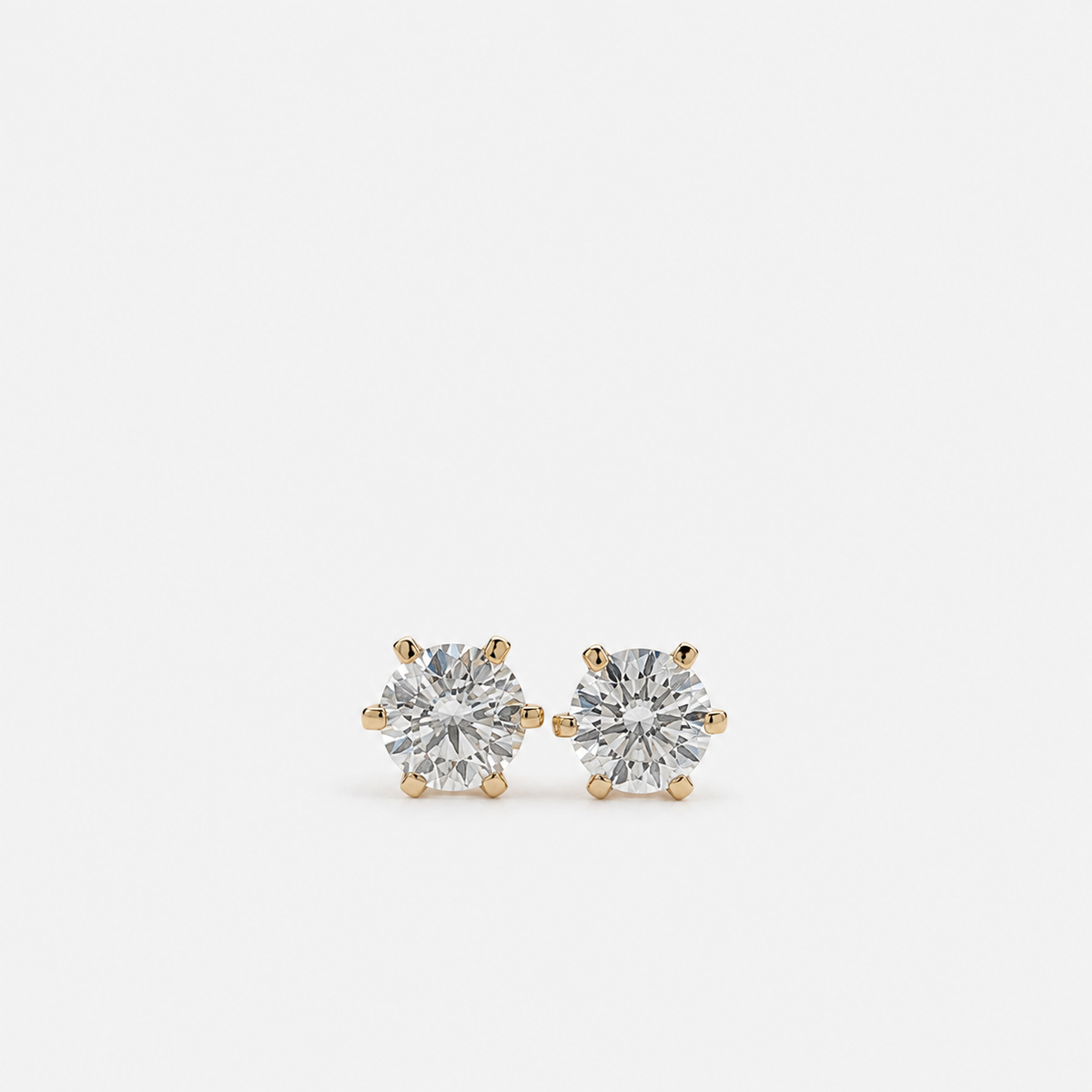 Amber Six-Prong Lab-Grown Diamond Solitaire Studs in 14K Gold
