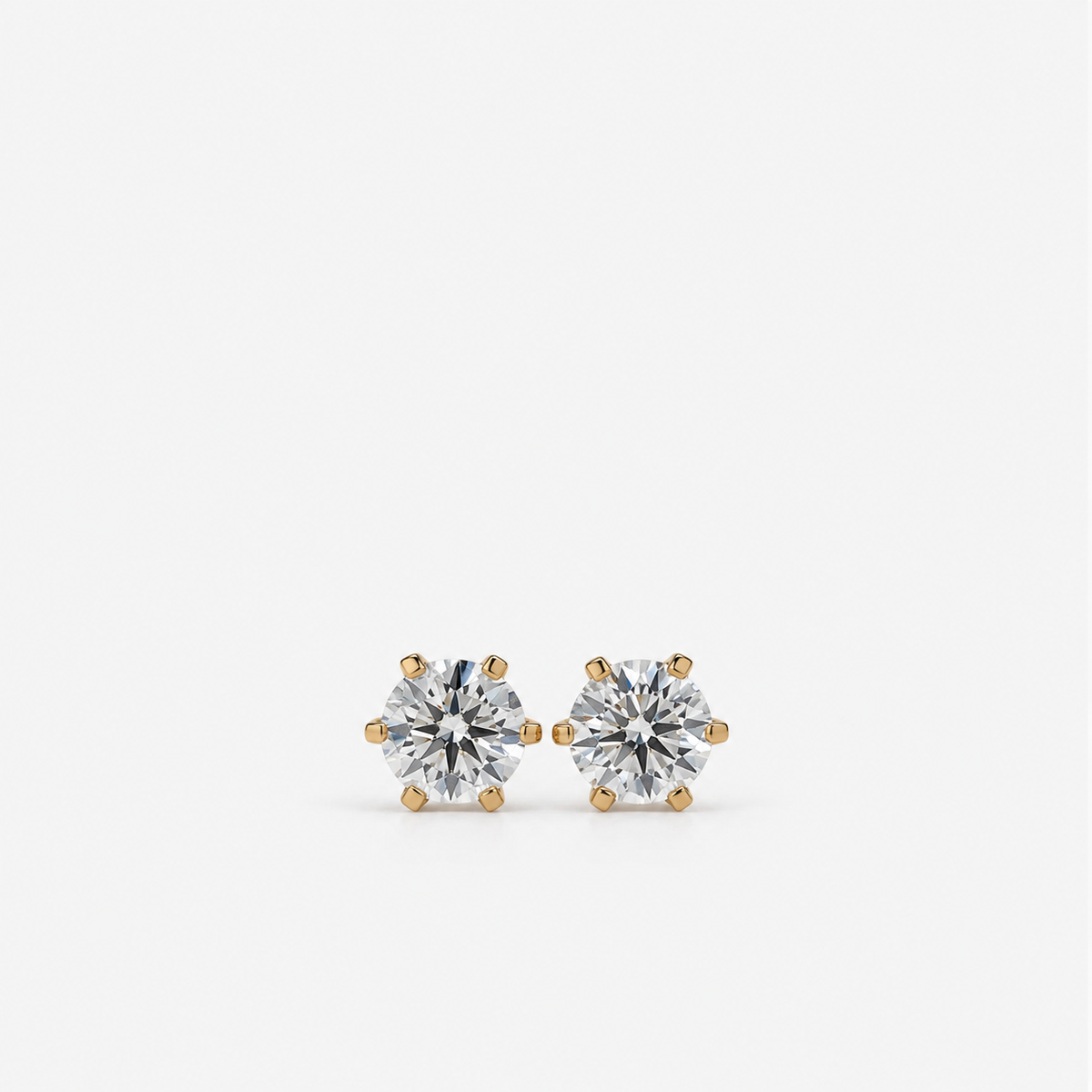 Amber Six-Prong Lab-Grown Diamond Solitaire Studs in 14K Gold