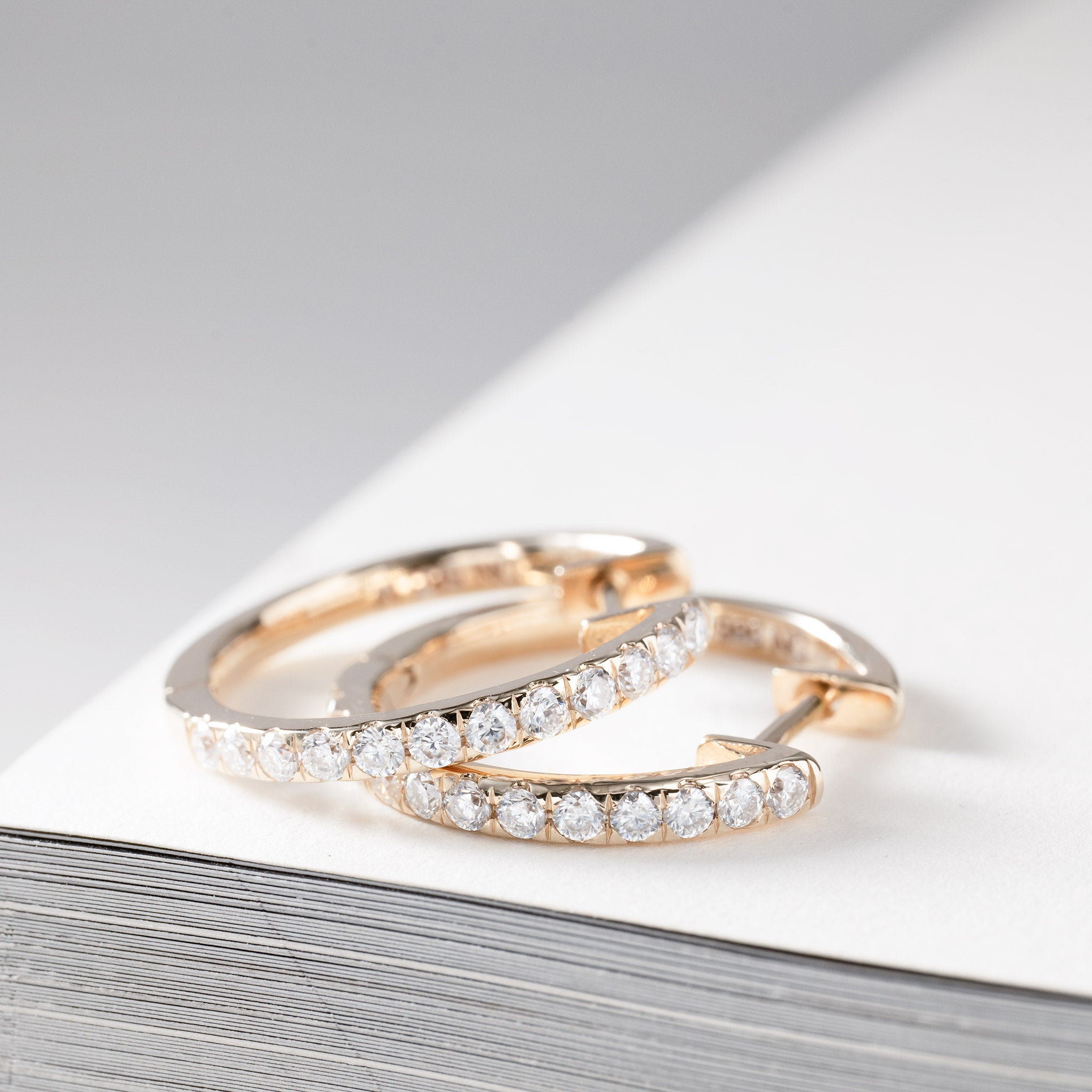 Lab grown diamond pavé creole hoops 14K gold clara