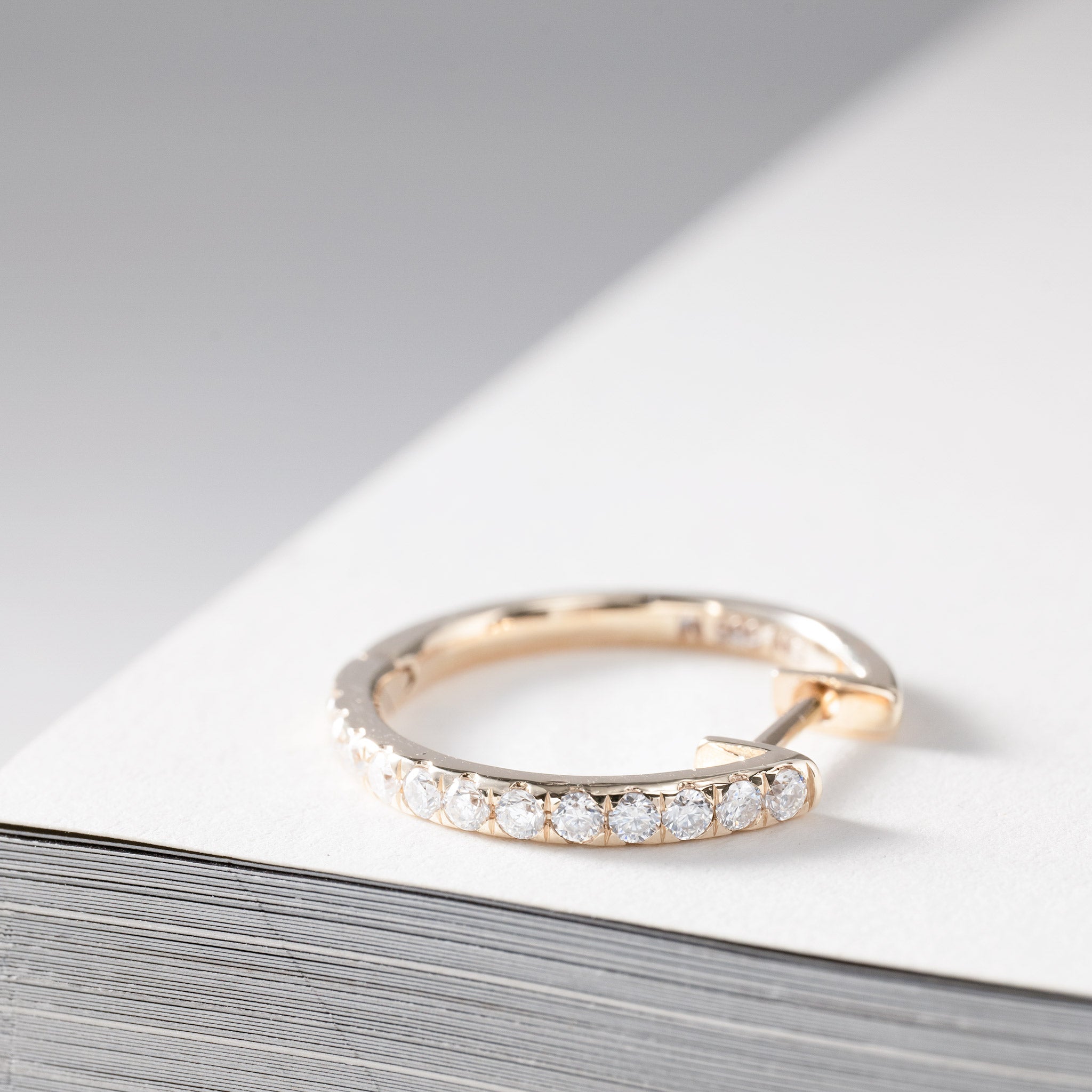 Lab grown diamond pavé creole hoops 14K gold clara