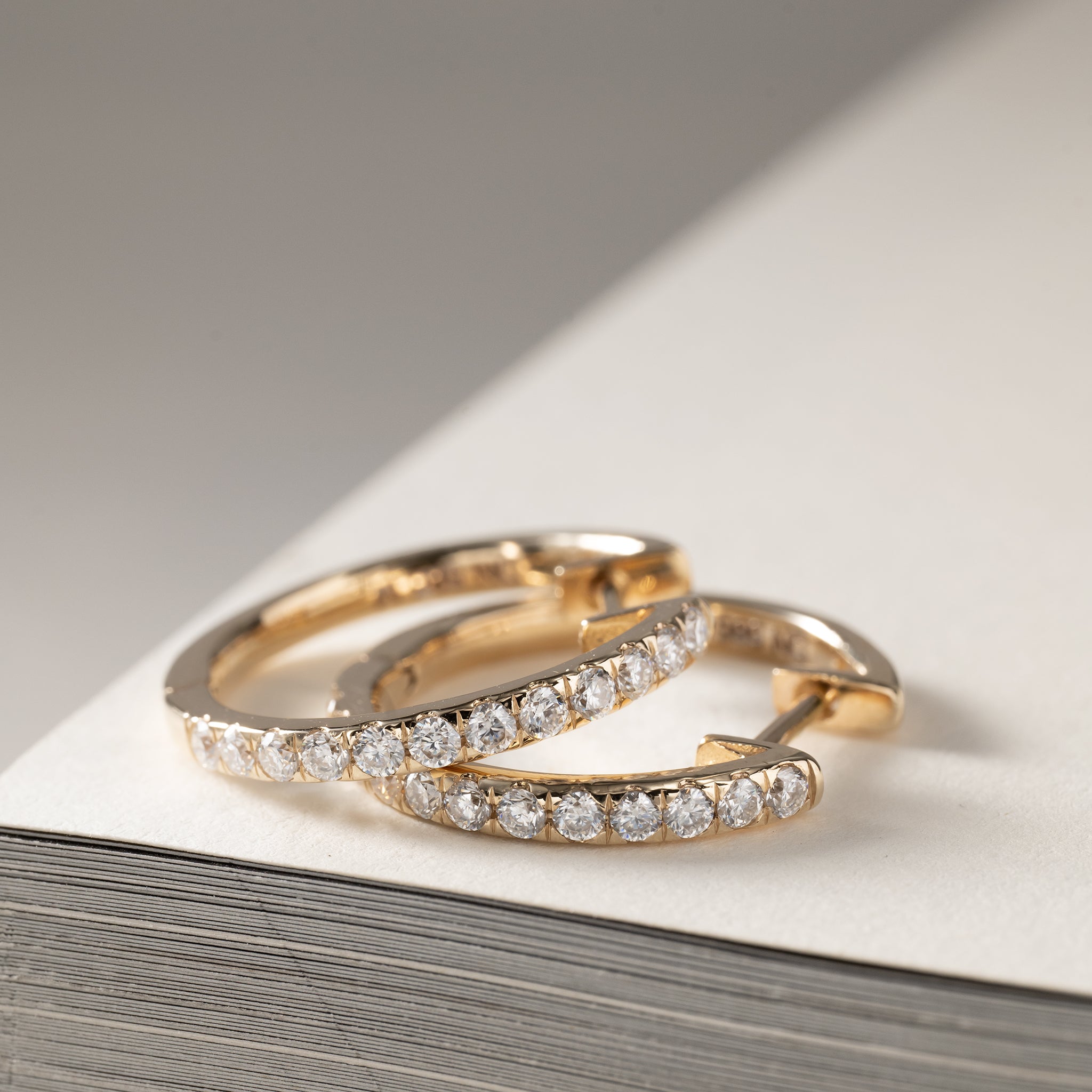 Lab grown diamond pavé creole hoops 14K gold clara