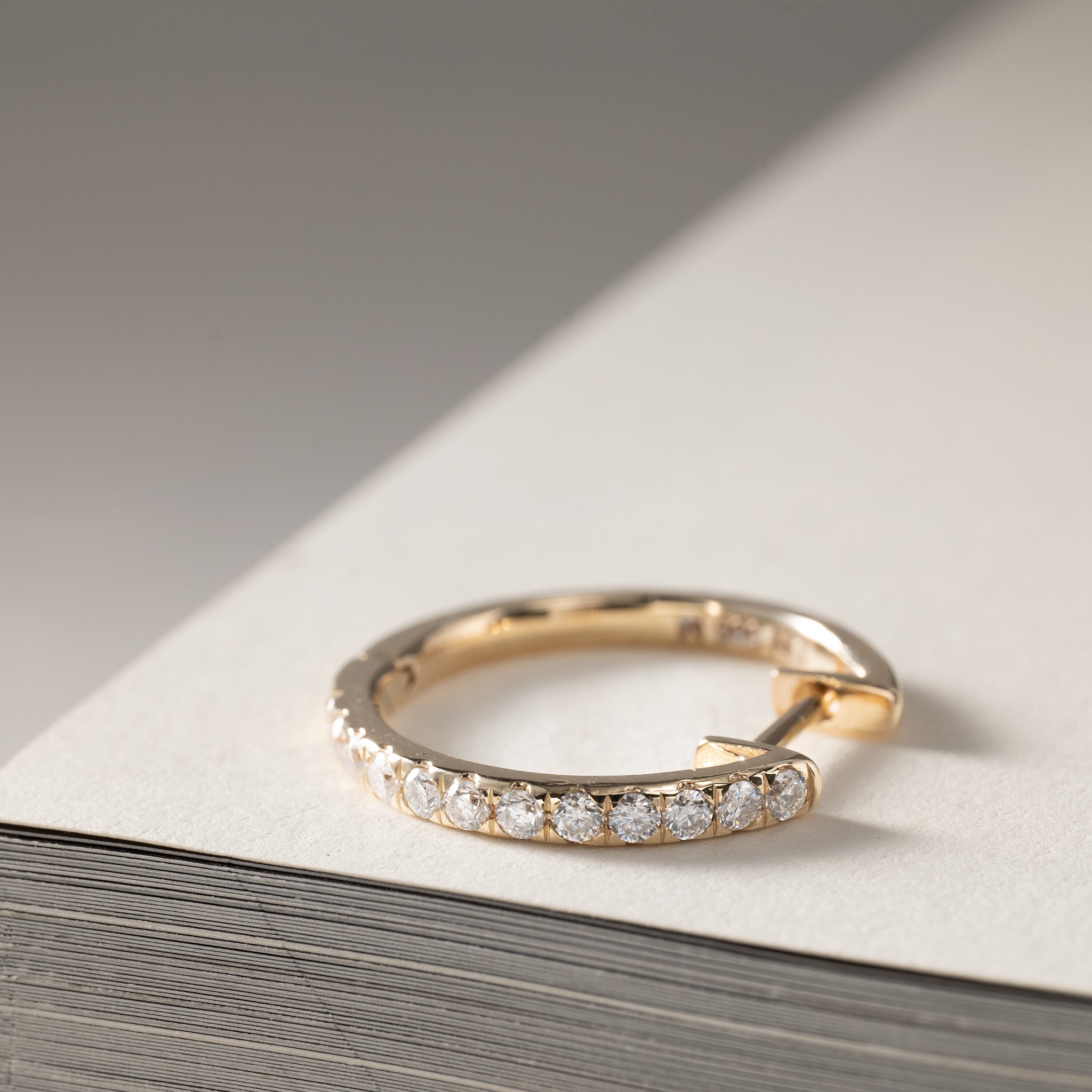 Lab grown diamond pavé creole hoops 14K gold clara