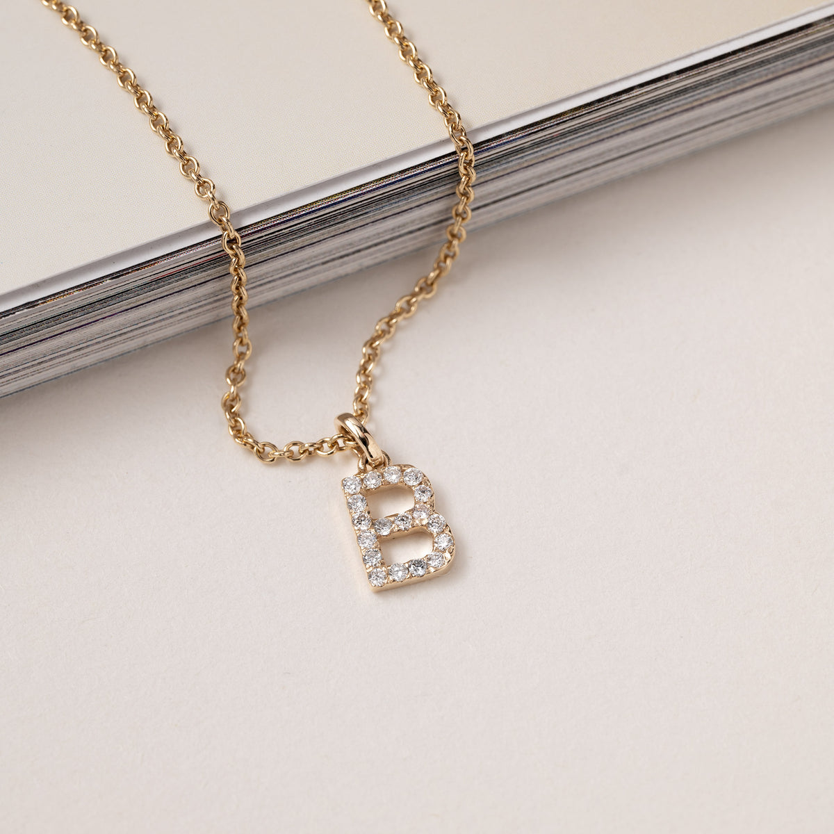 Jocelyn – Letter Charm "B" Initial Lab Grown Diamond 14K Gold