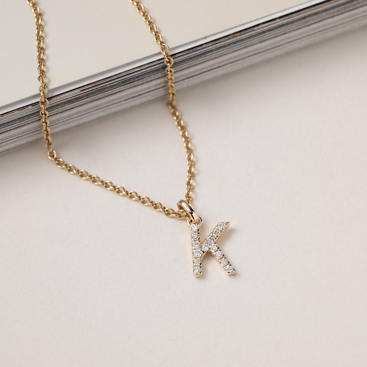 Jocelyn – Letter Charm "K" Initial Lab Grown Diamond 14K Gold