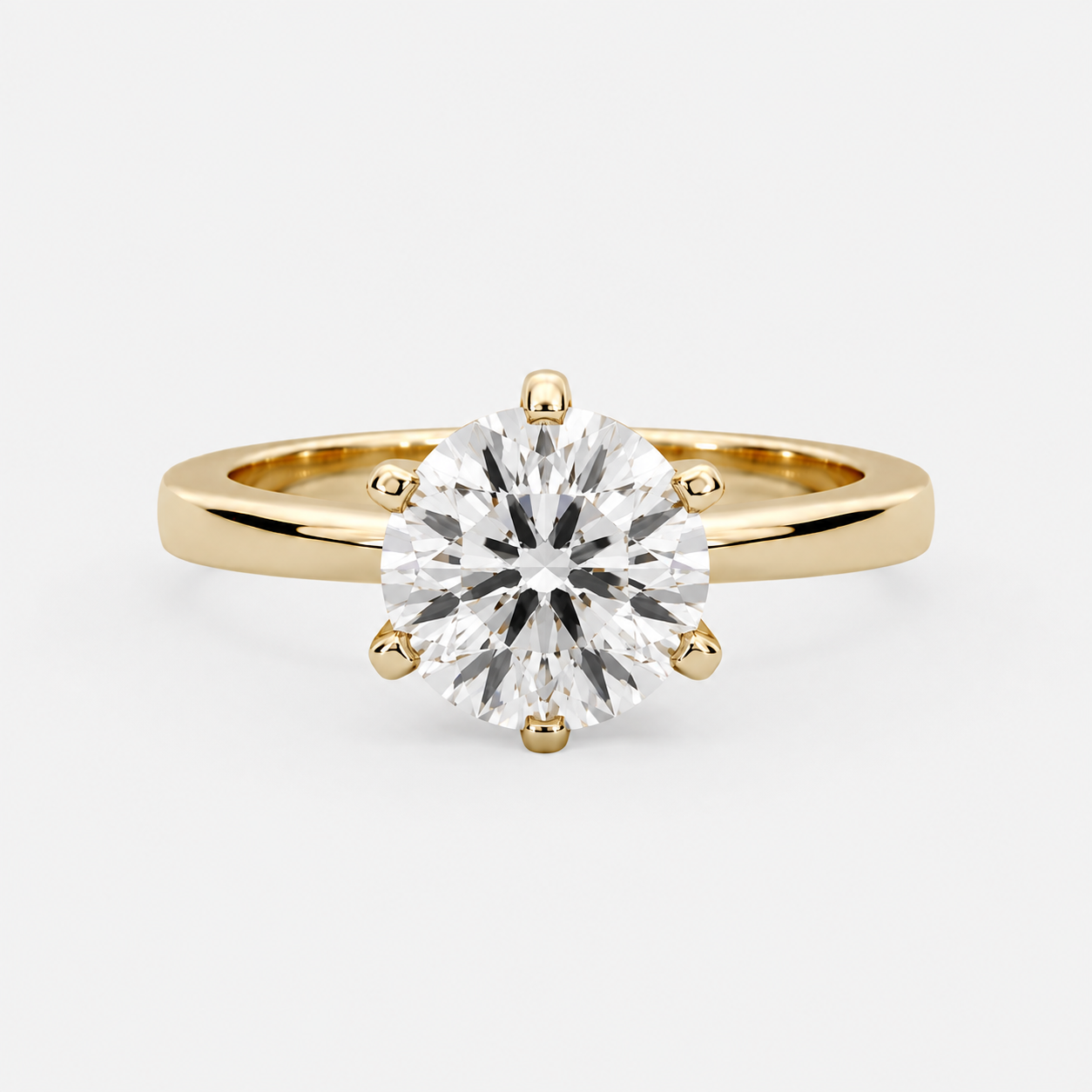 Amber Six-Prong Solitaire Ring – 1.5 ct Lab-Grown Diamond in 14K Gold