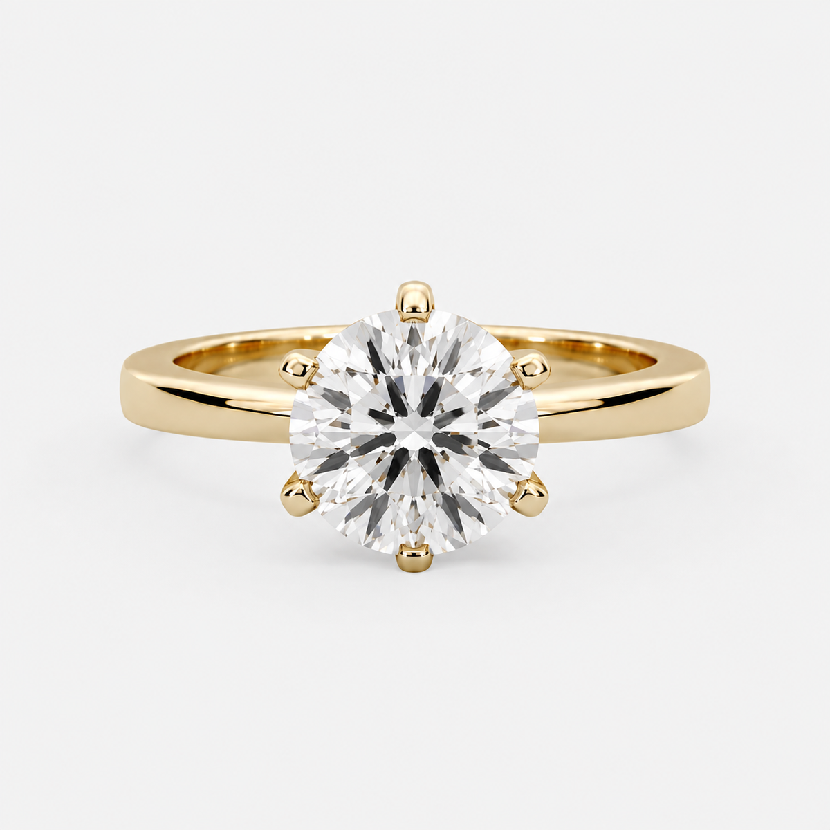 Amber Six-Prong Solitaire Ring – 1.5 ct Lab-Grown Diamond in 14K Gold