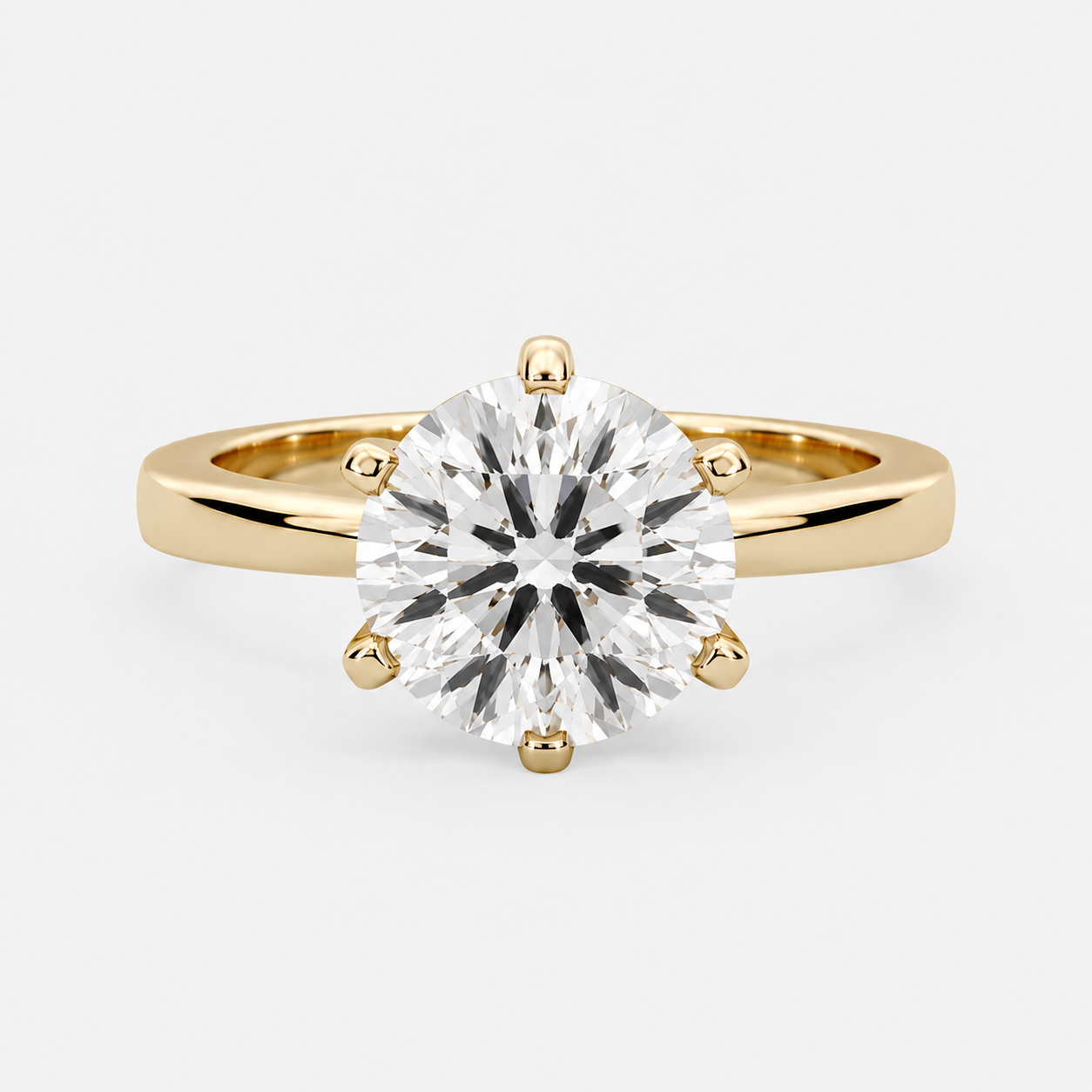 Amber Six-Prong Solitaire Ring – 2.0 ct Lab-Grown Diamond in 14K Gold