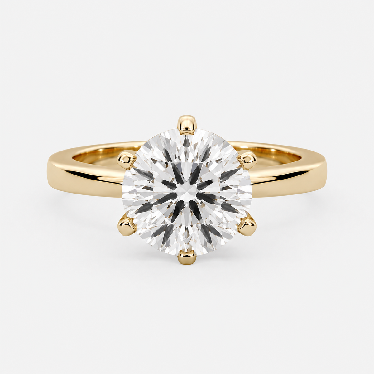 Amber Six-Prong Solitaire Ring – 2.0 ct Lab-Grown Diamond in 14K Gold