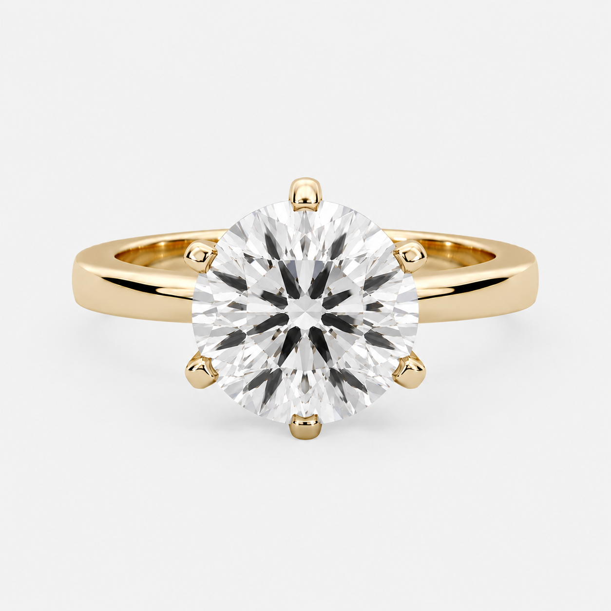 Amber Six-Prong Solitaire Ring – 2.5 ct Lab-Grown Diamond in 14K Gold