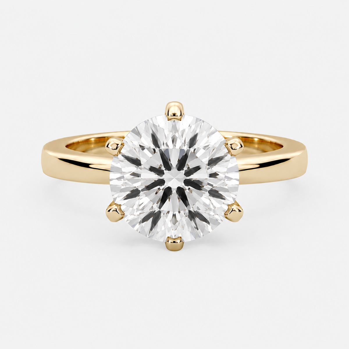 Amber Six-Prong Solitaire Ring – 2.5 ct Lab-Grown Diamond in 14K Gold