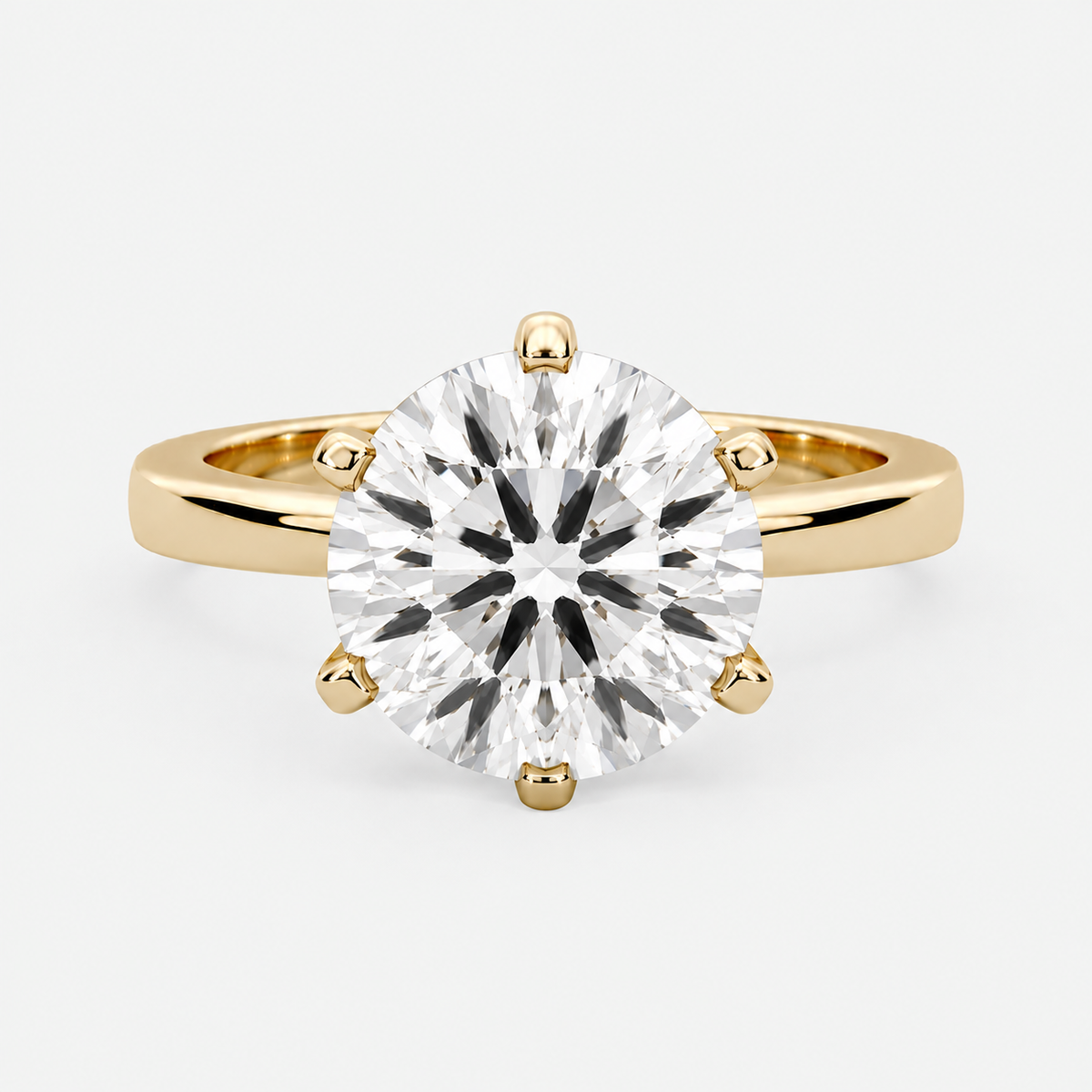 Amber Six-Prong Solitaire Ring – 3.0 ct Lab-Grown Diamond in 14K Gold