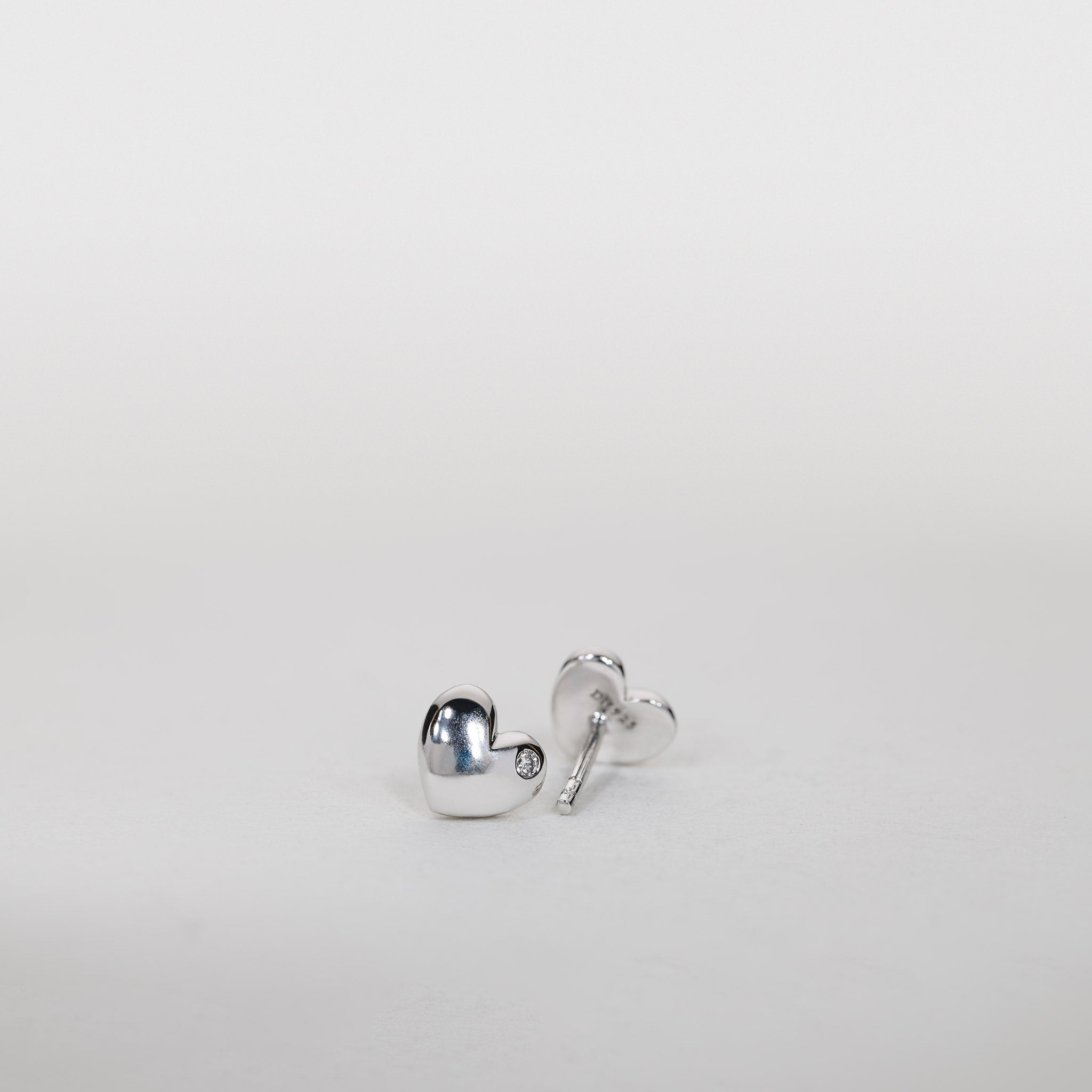 Heart stud earrings silver 0.04ctw lab grown diamond Aimee