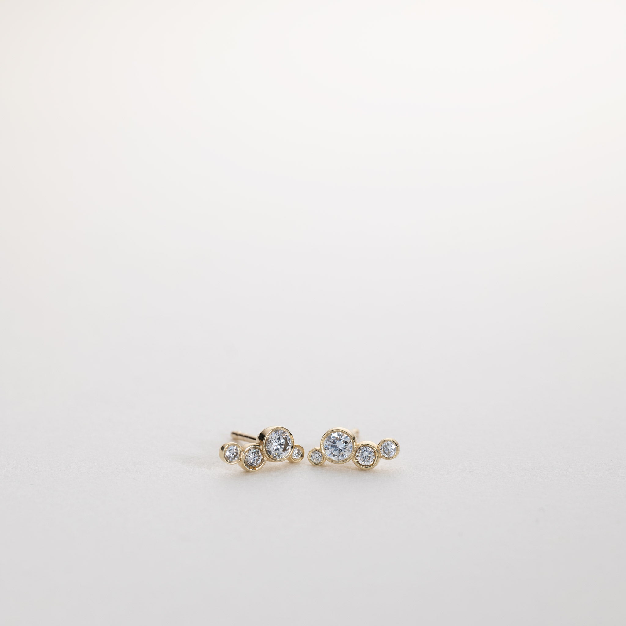 Isaline Bezel Stud Earrings four stone grown diamonds 14K Gold