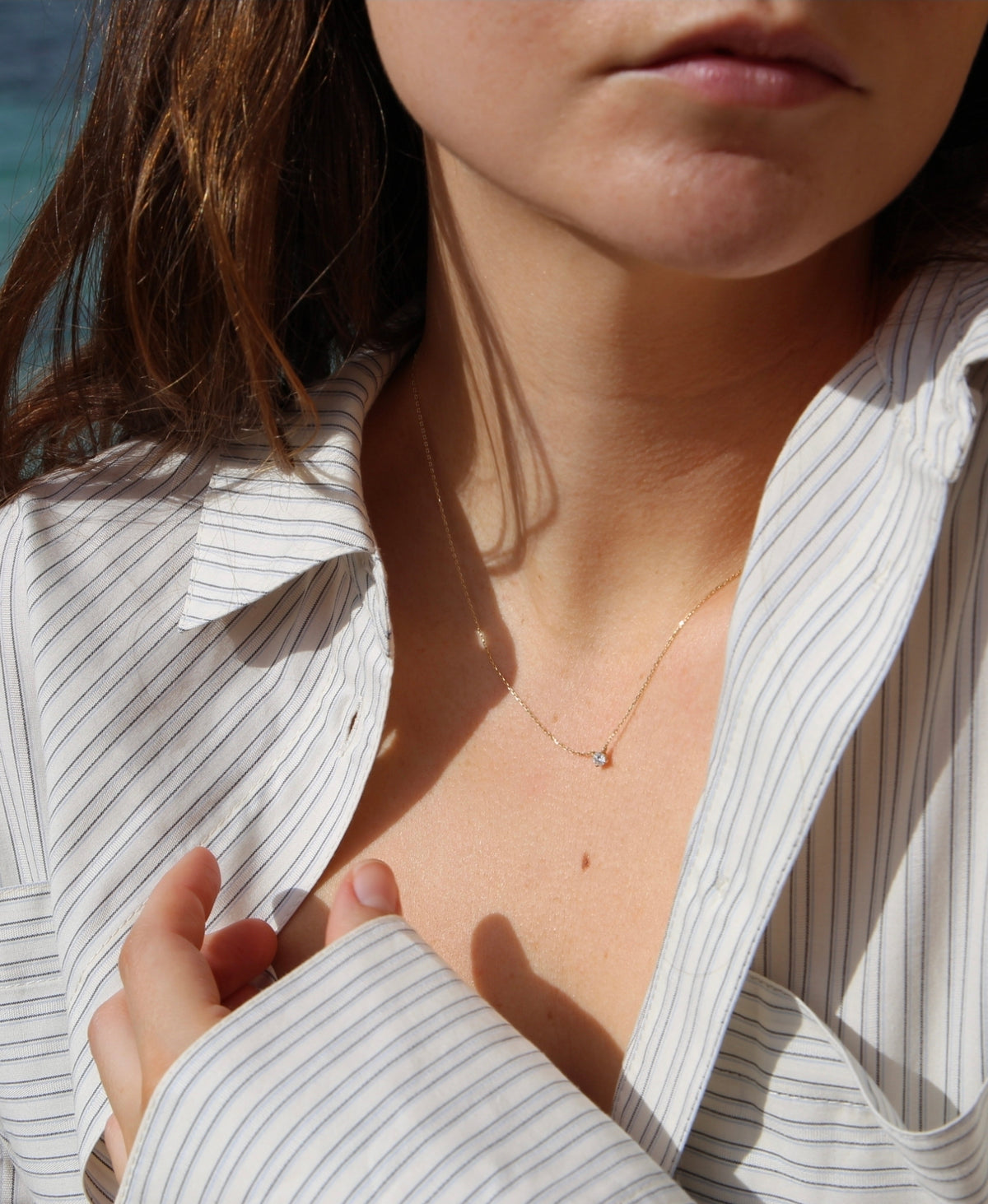 Jocelyn – Firegrenet solitairehalskæde 0,75 ct lab-grown diamant 14 karat guld