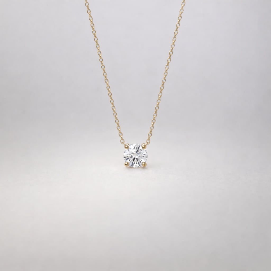 Jocelyn – Firegrenet solitairehalskæde 0,15 ct lab-grown diamant 14 karat guld