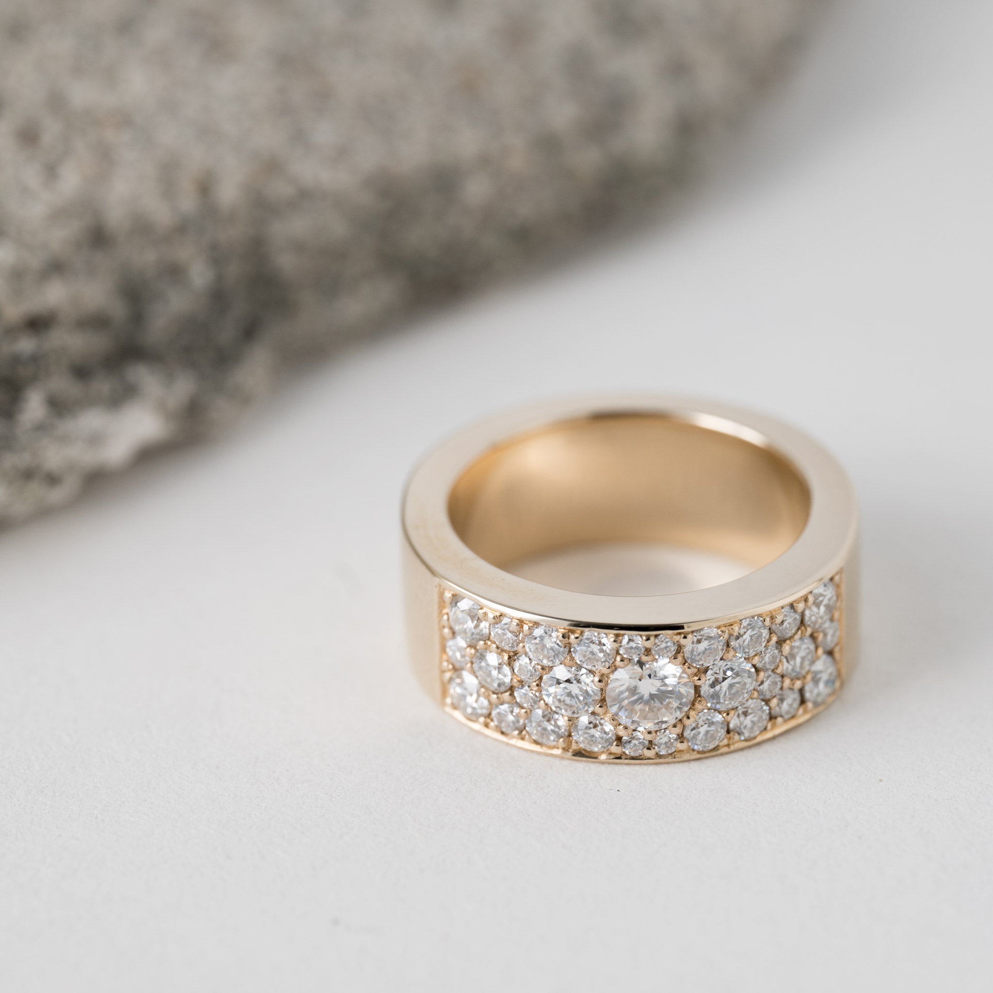 1.20ct Diamond Micro pave Grand cylinder ring 14K gold Chloé