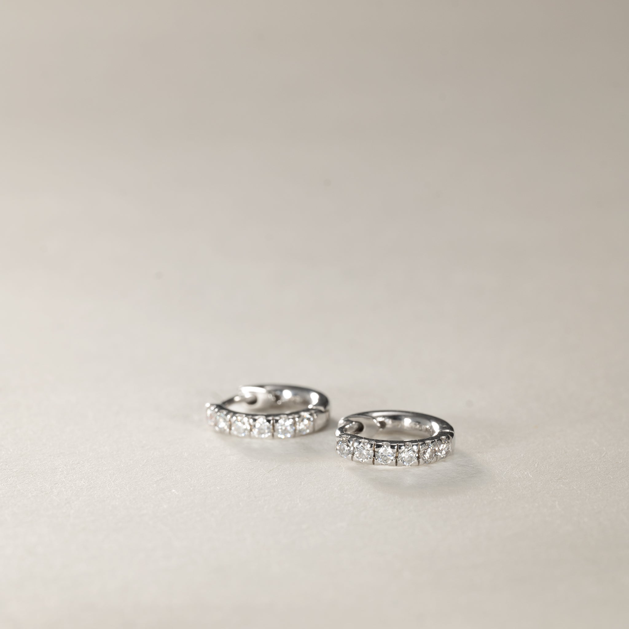 Small 0.25ctw Moissanite pavé huggie hoop earrings silver Clara