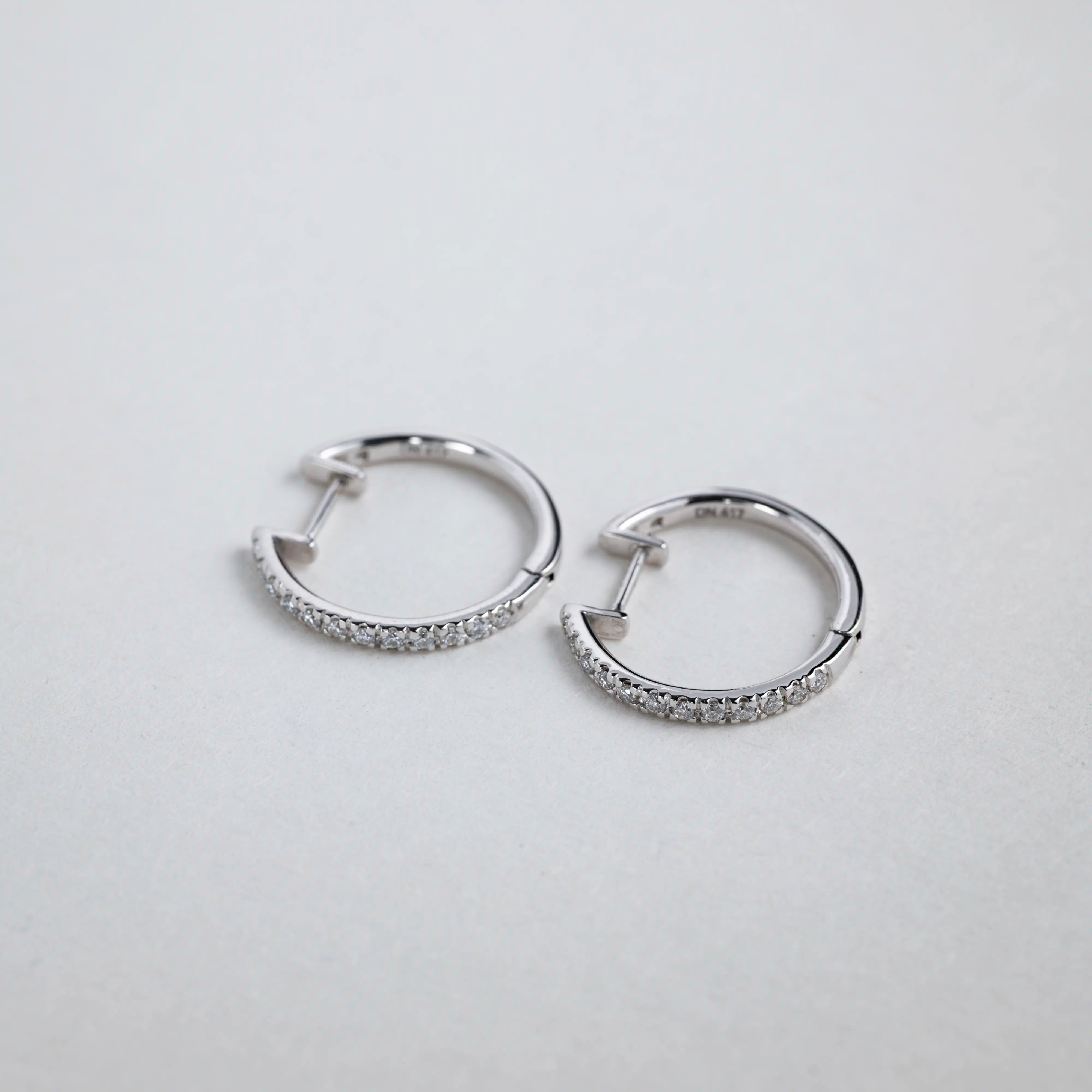 10K White Gold 0.50ctw Lab Grown Diamond Pavé Hoop Earrings 20mm