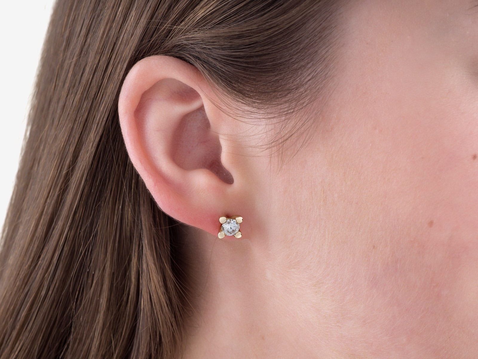 14K Gold Solitaire Stud Earrings 1ctw lab grown diamond or moissanite
