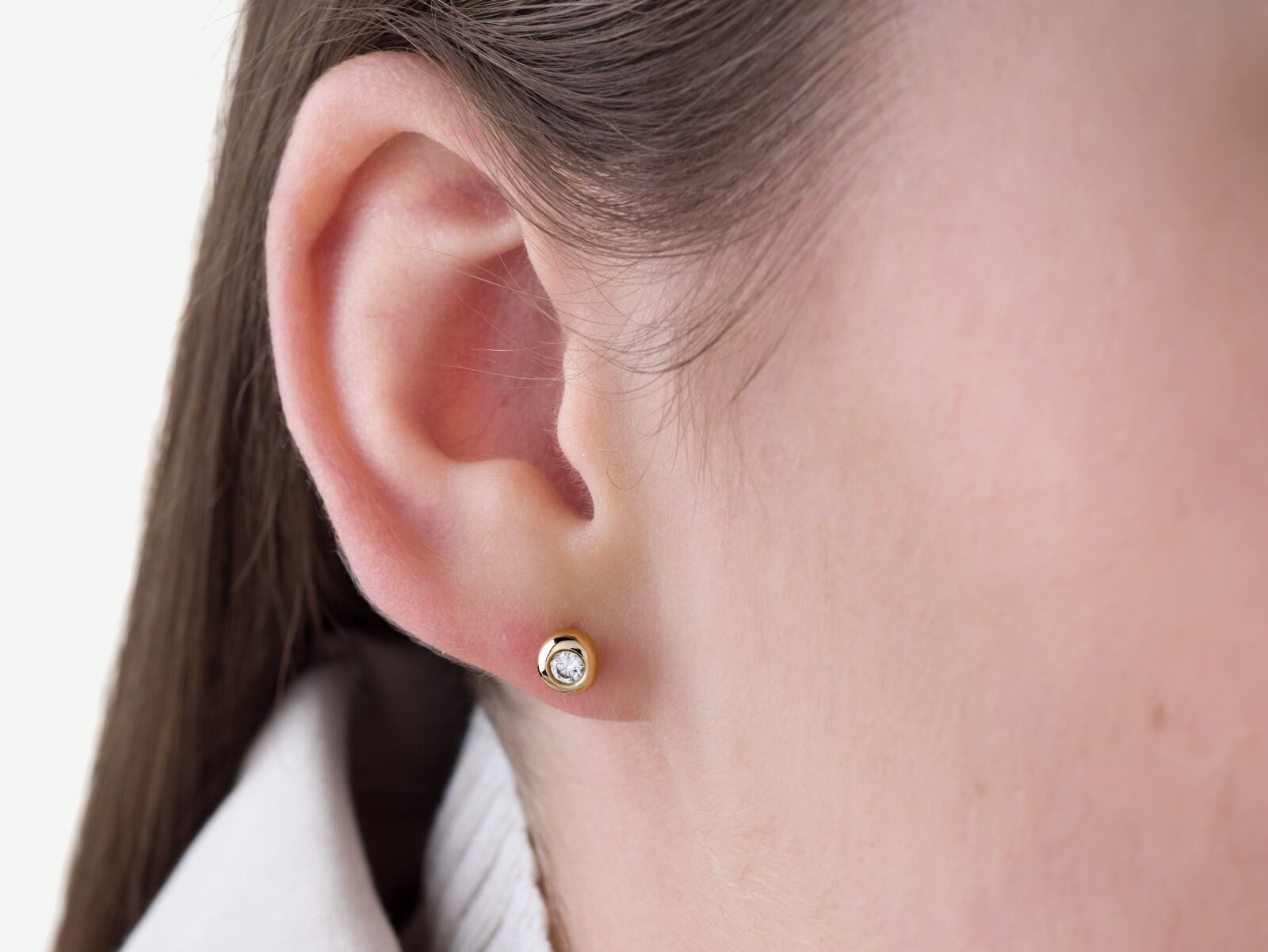 14K Gold Bubble Stud Earrings 0.15ctw lab grown diamond