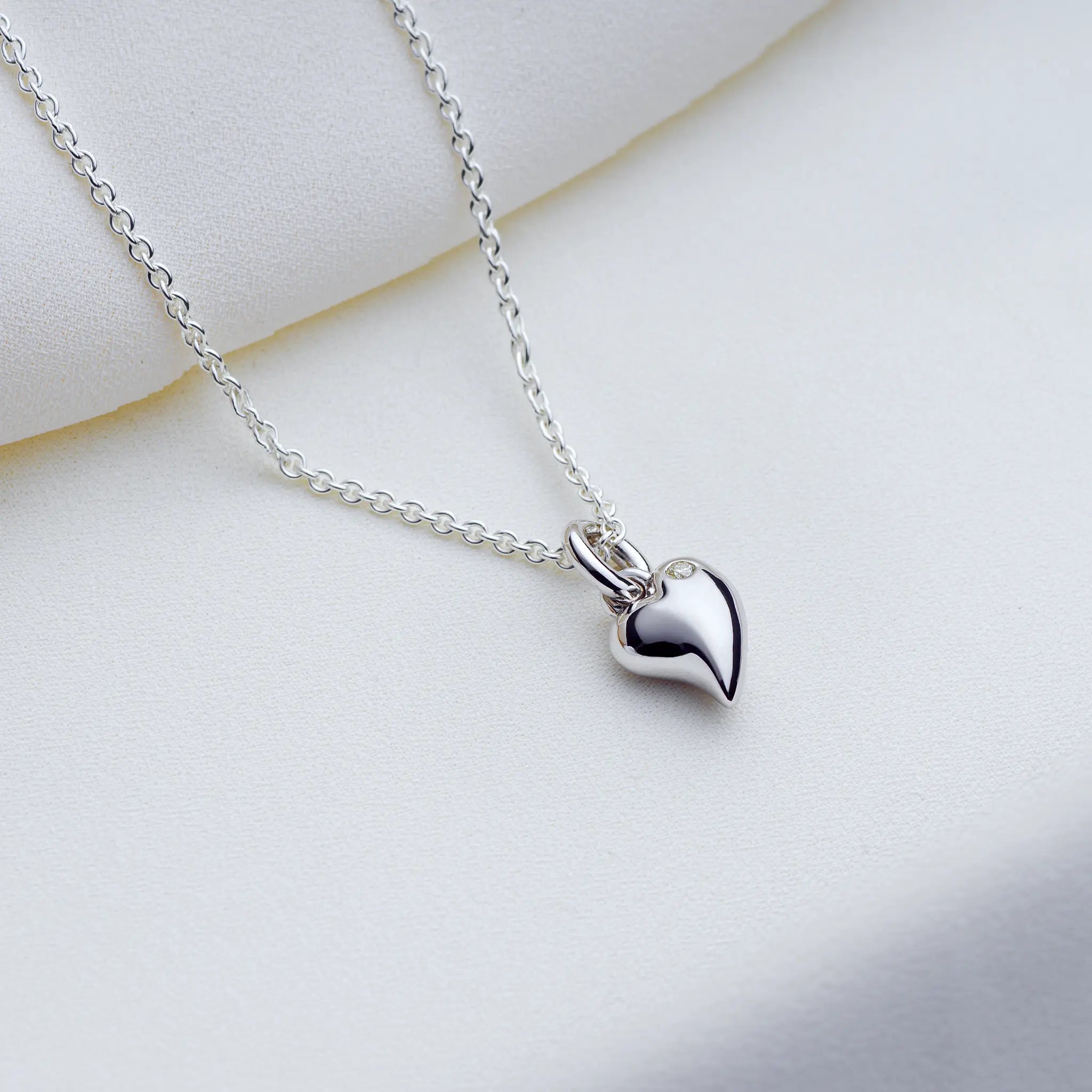 Twisted heart pendant silver 0.03ct lab grown diamond Aimee